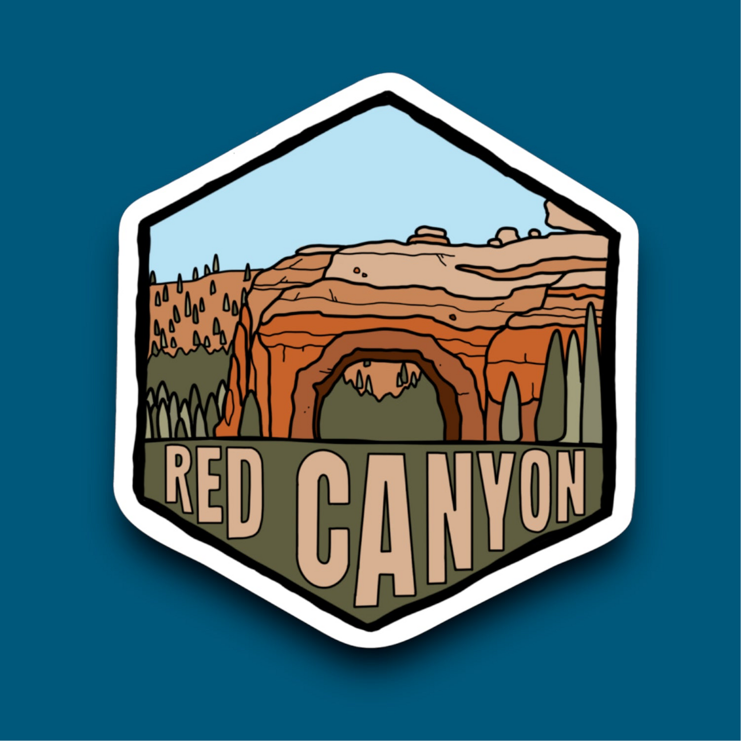 Red Canyon, Dixie National Forest, Utah - Hexagon Sticker