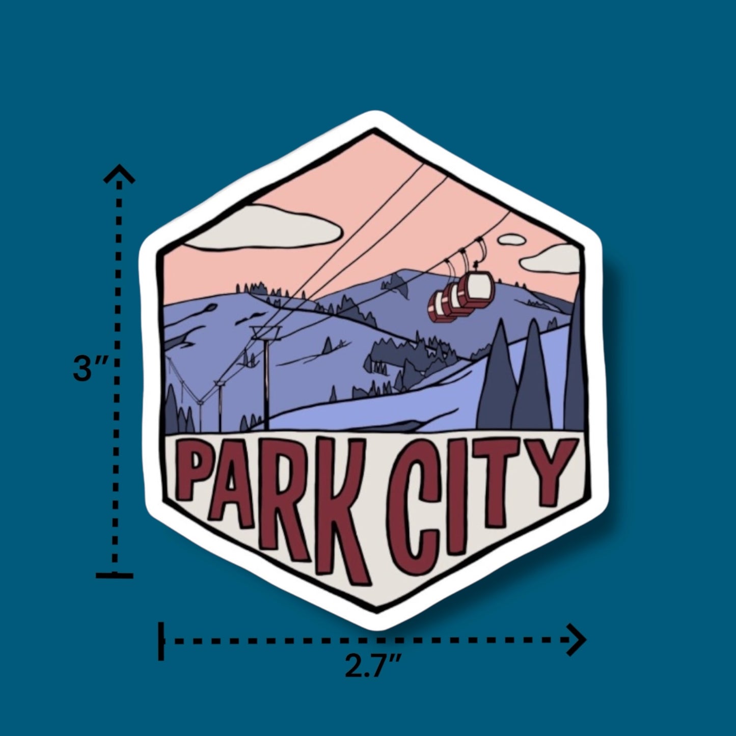 Park City, Utah- Hexagon Sticker (Pack of 12)