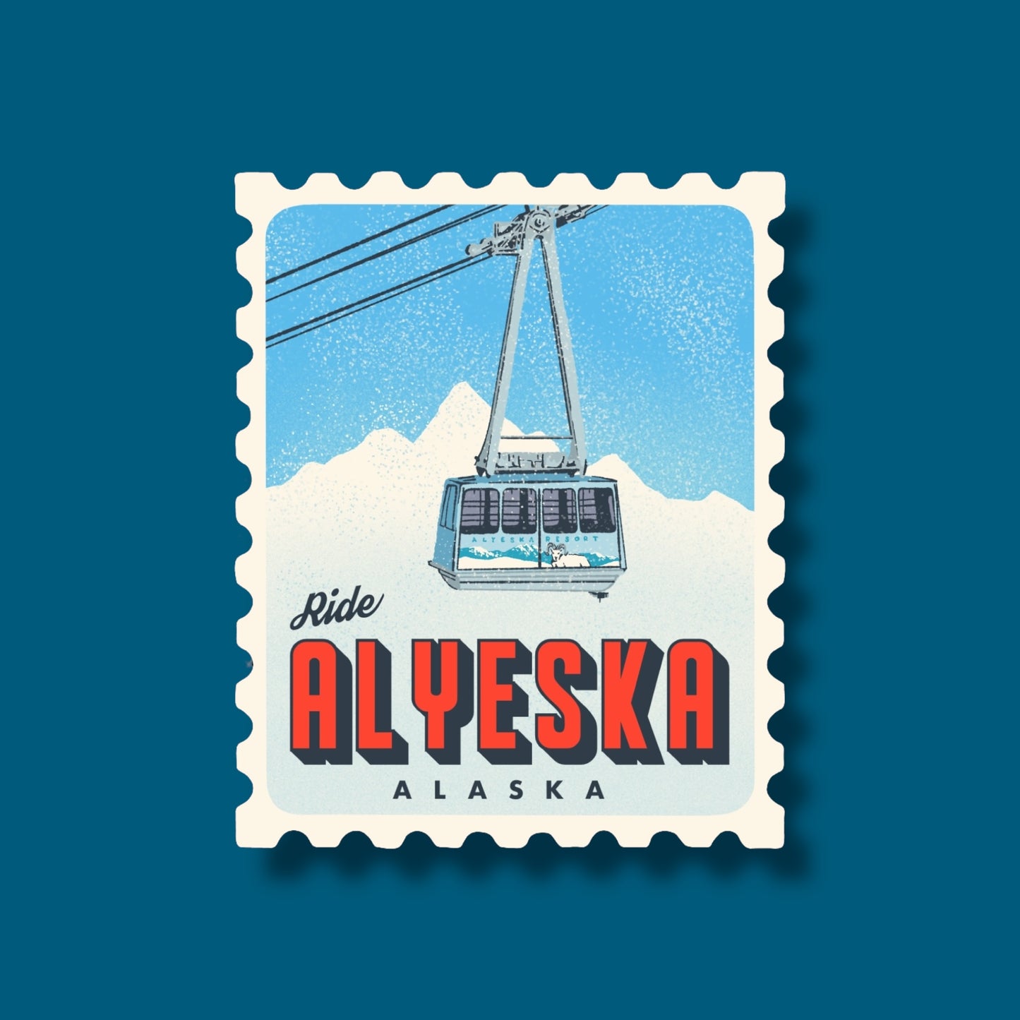 Alyeska Alaska Stamp Sticker (Pack of 12)