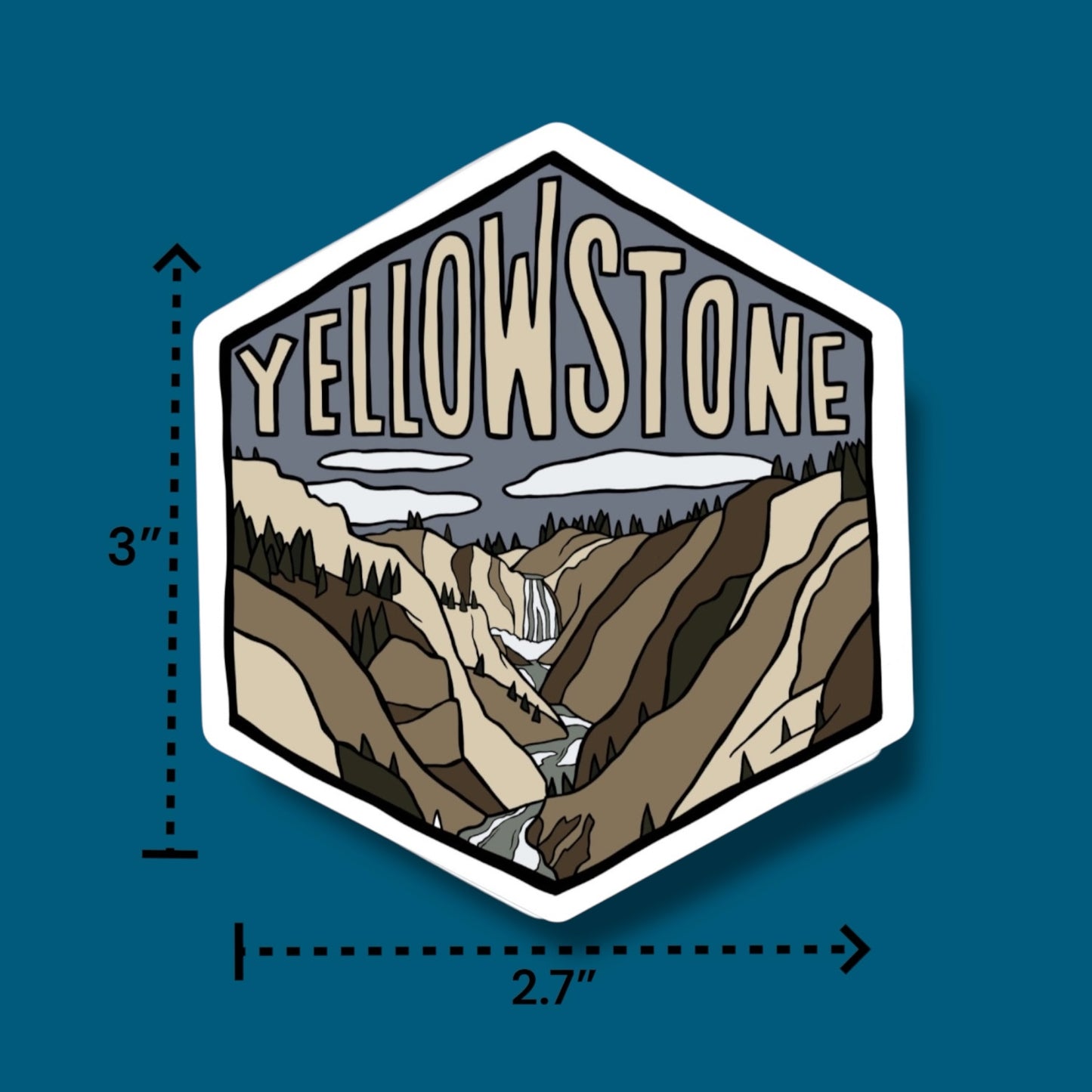 Yellowstone National Park- Hexagon Sticker (Pack of 12)