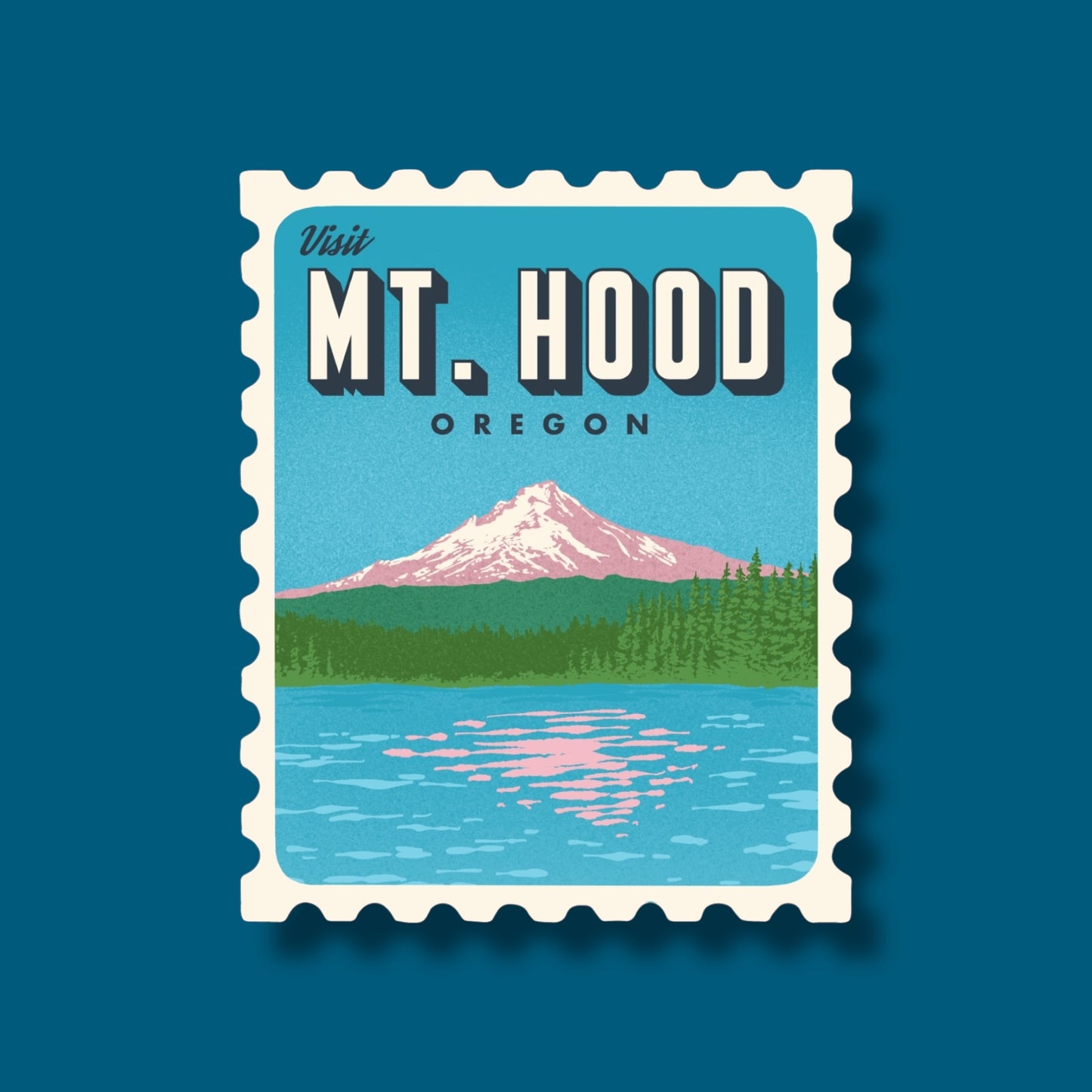 Mt Hood Oregon Stamp Sticker (Pack of 12)