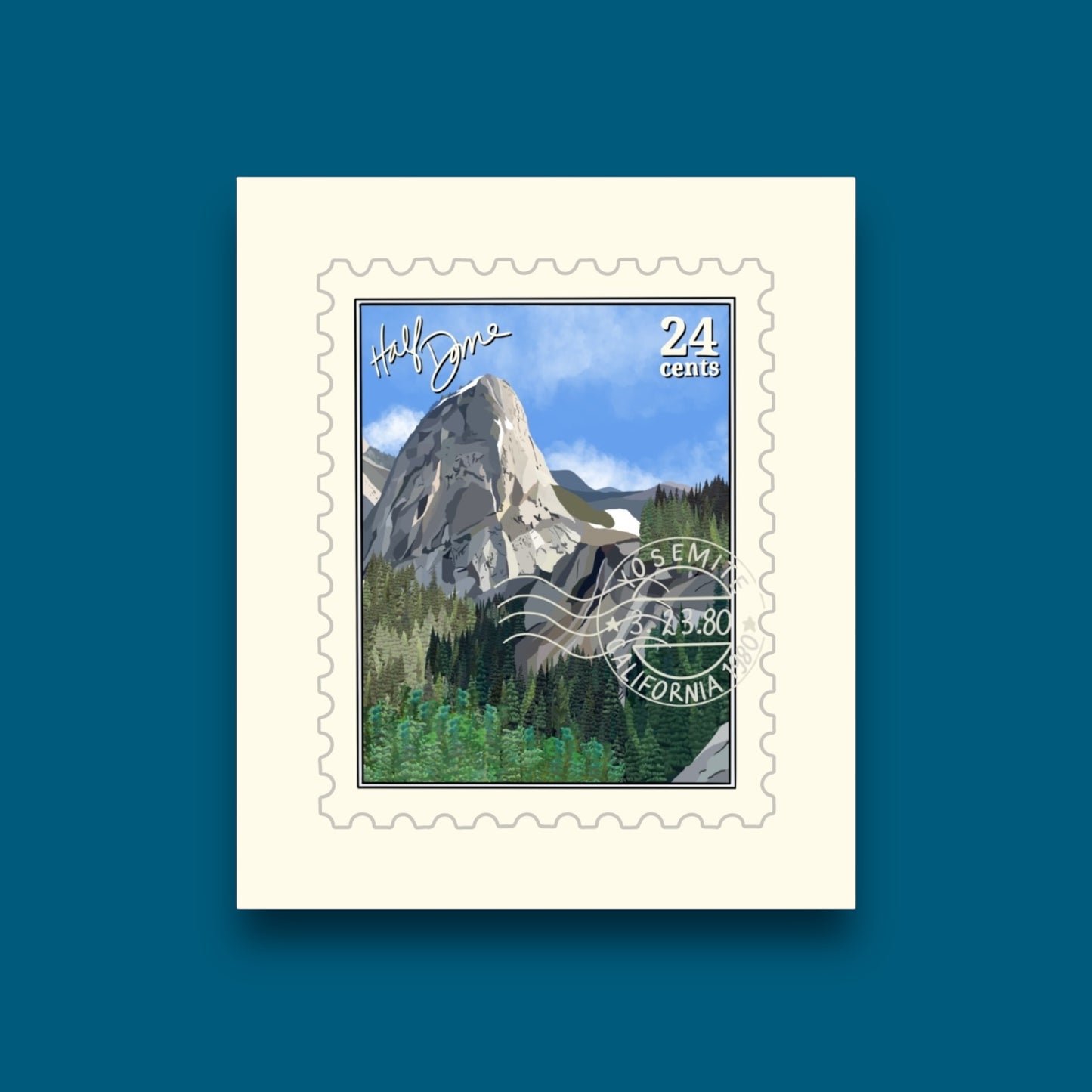Half Dome Yosemite Stamp Sticker (Pack of 12)