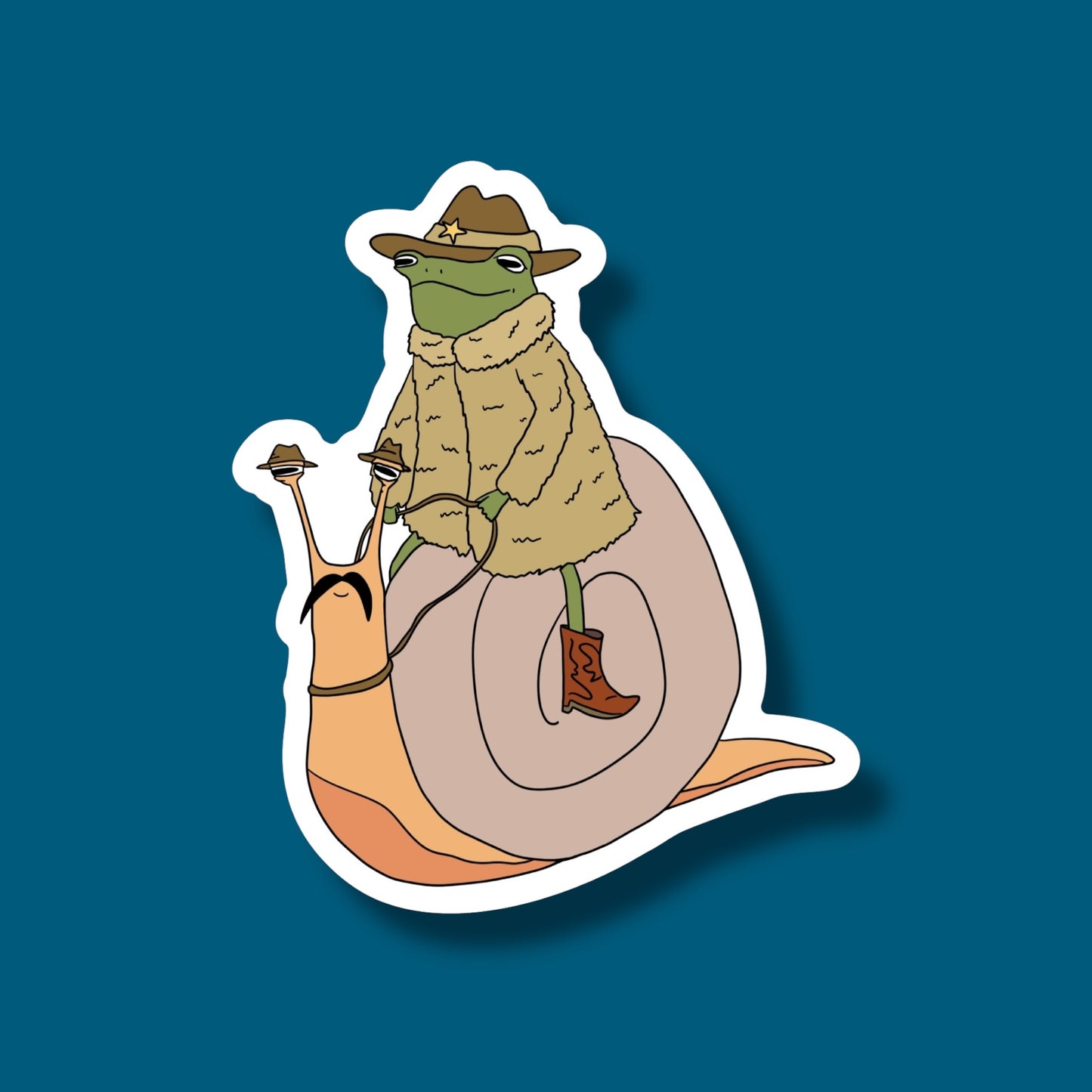 Cowboy Frog Ridin’ Western Snail Sticker