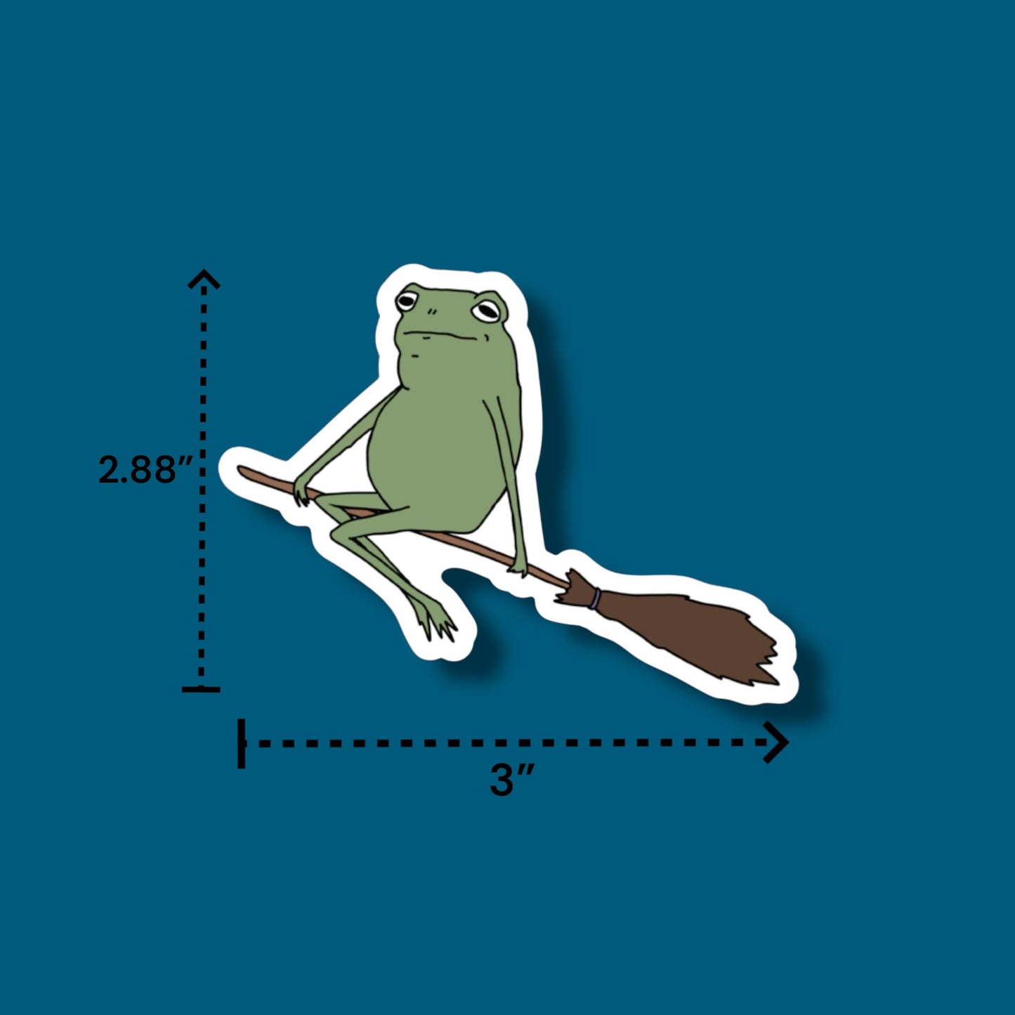 Frog on a Broomstick Sticker