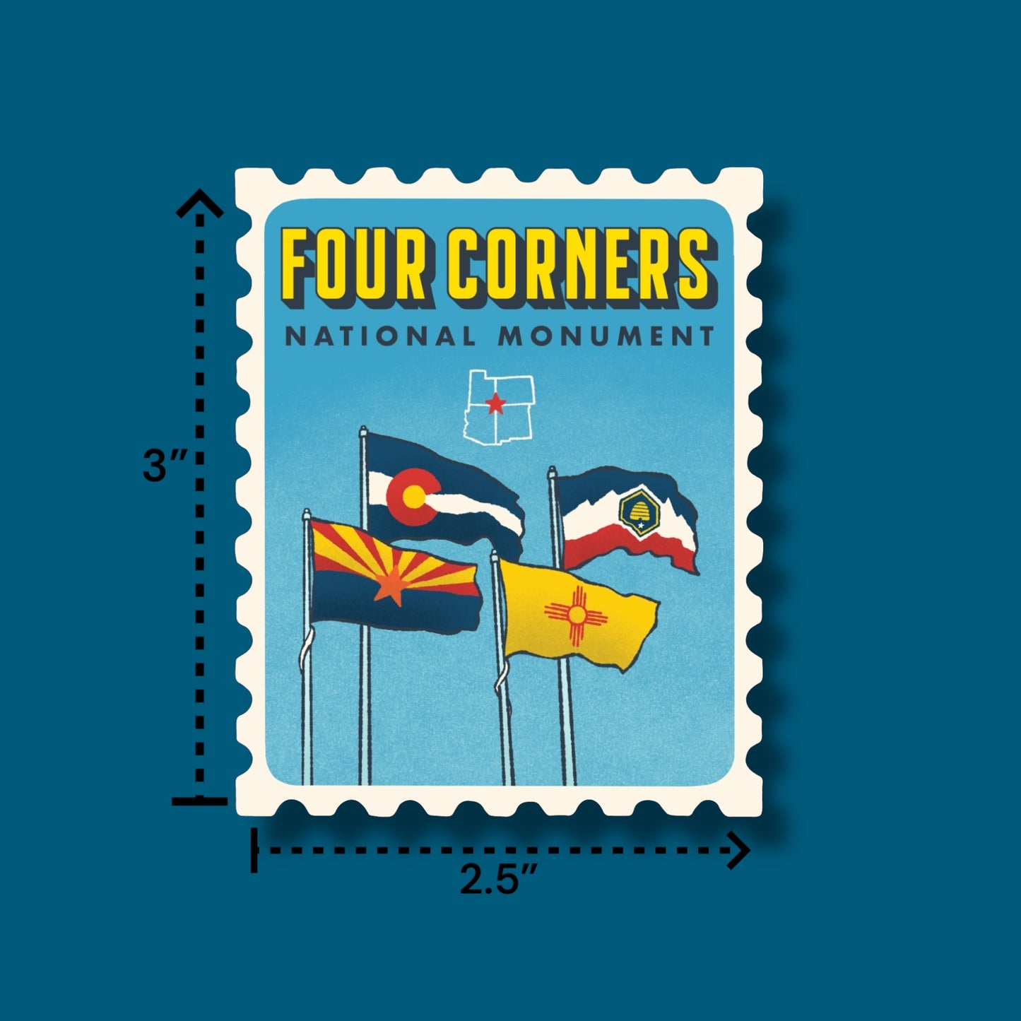 Four Corners Retro Stamp Sticker