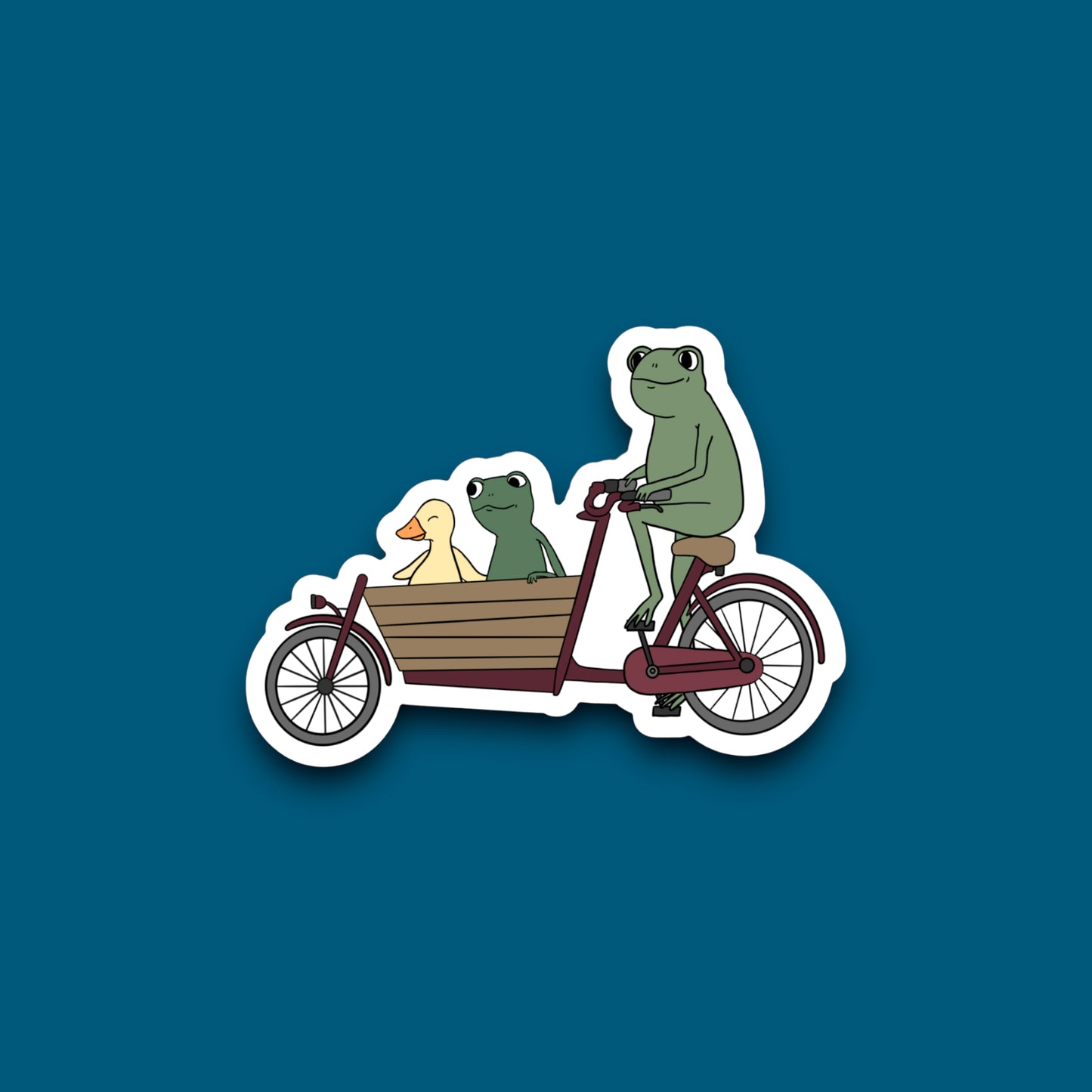 Frogs and Friends Biking Sticker