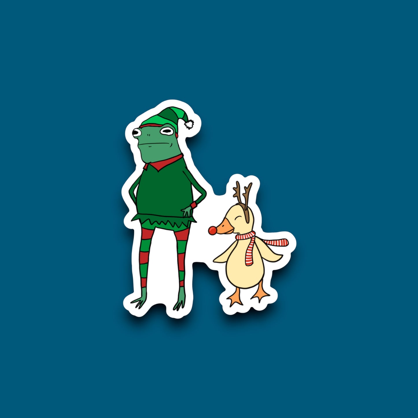 Elf Frog & Duck Sticker
