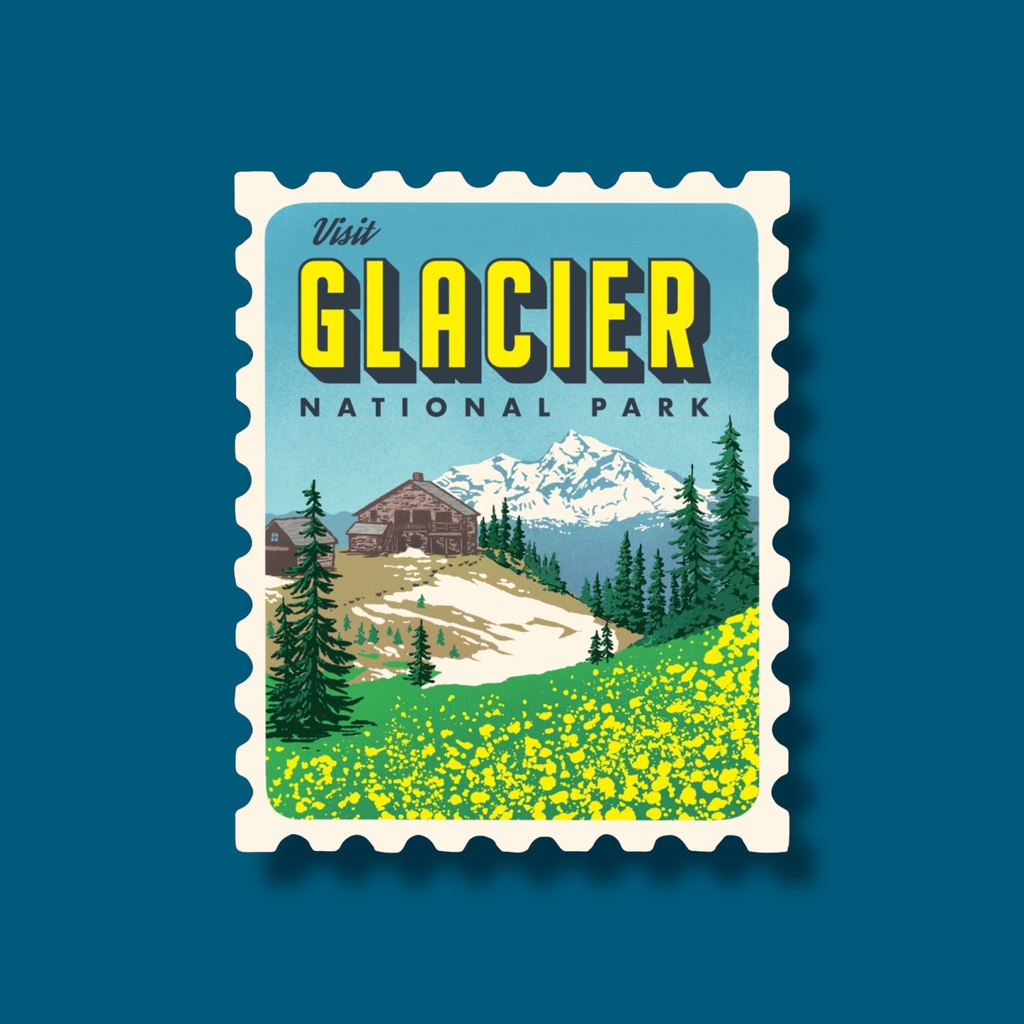 Glacier Retro Stamp Sticker