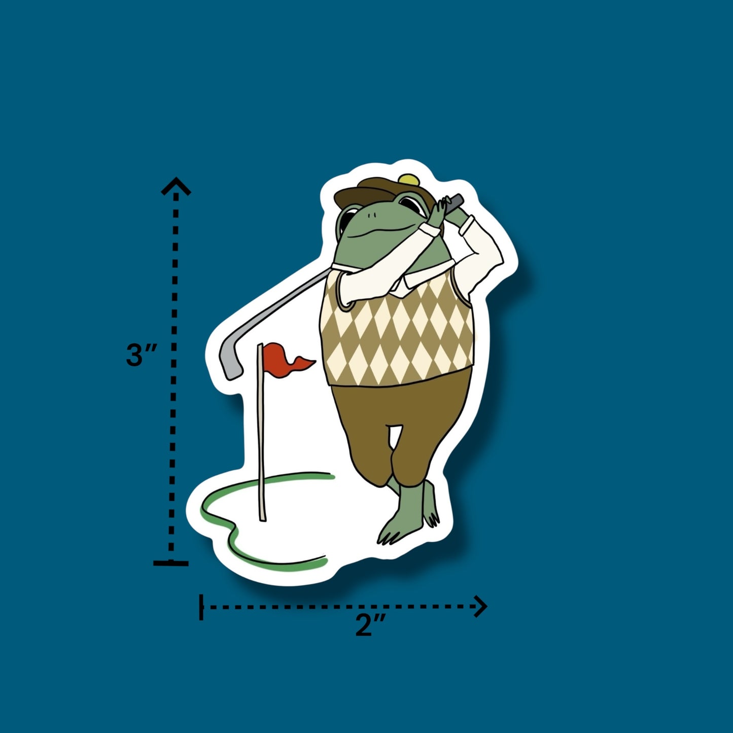 Golfer Frog Sticker