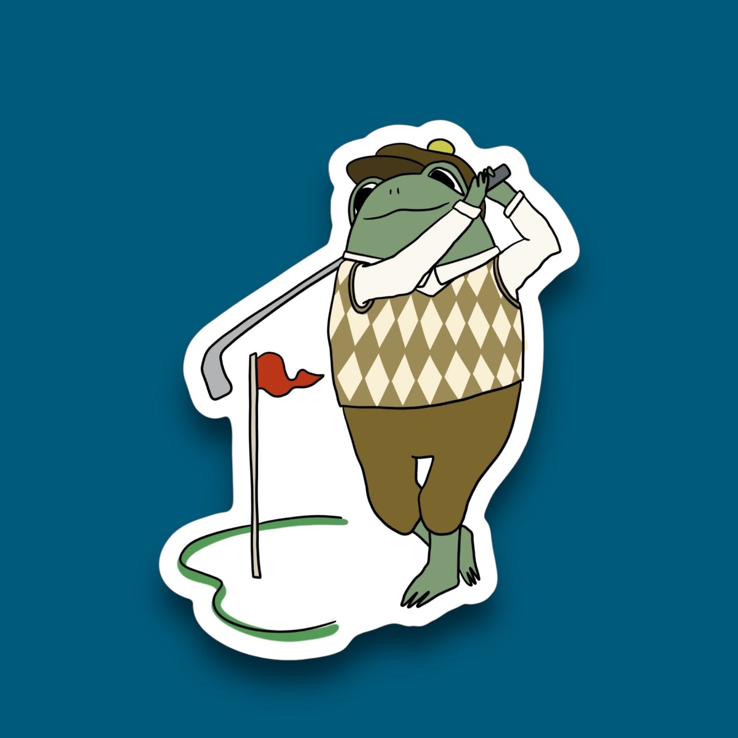 Golfer Frog Sticker