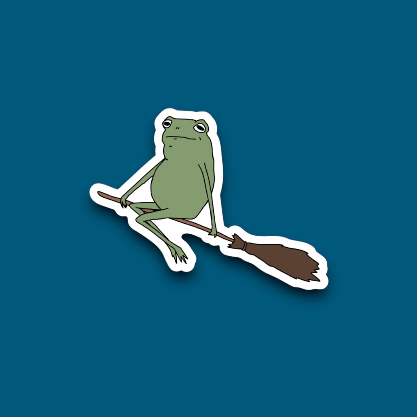 Frog on a Broomstick Sticker