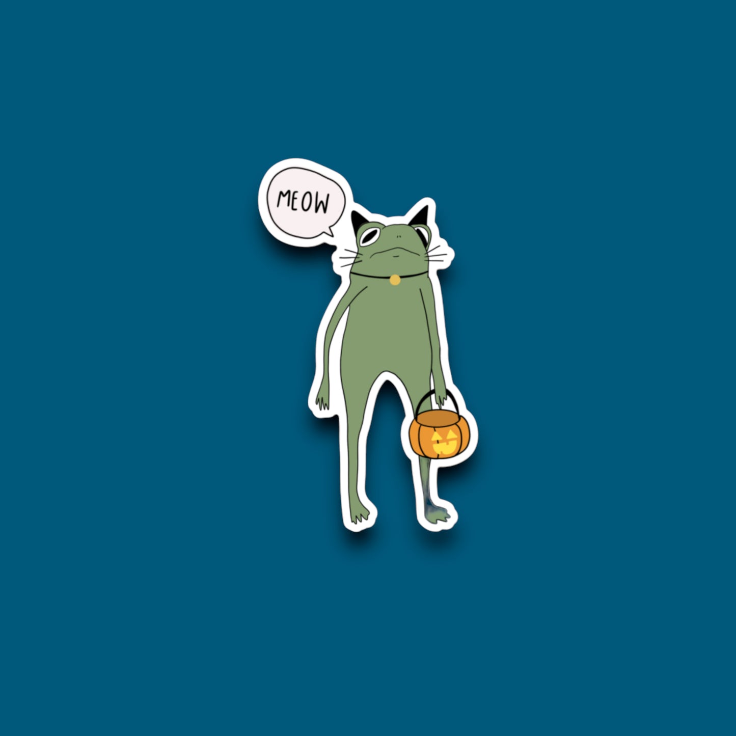 Halloween Kitty Frog Sticker