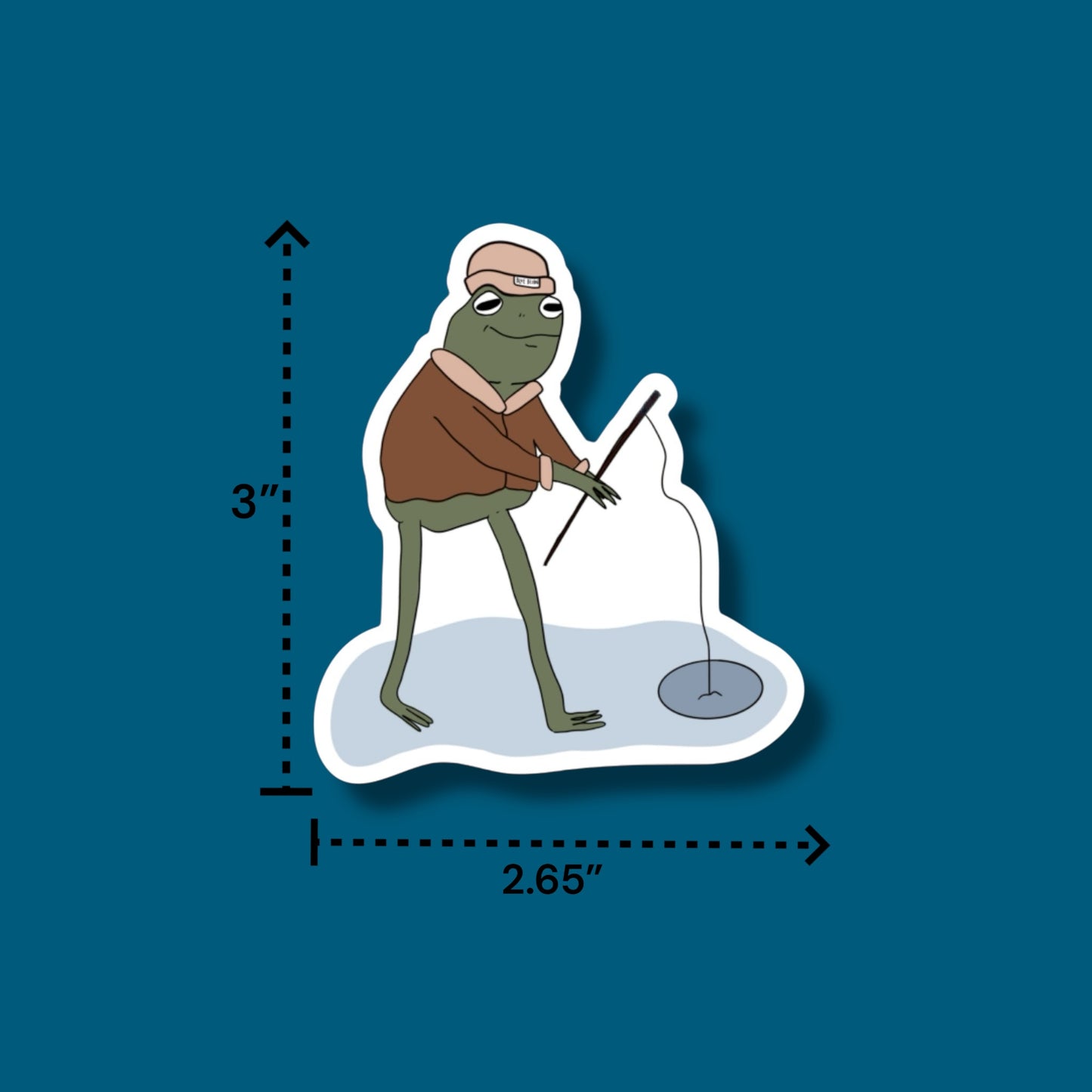 Ice Fishing Frog Sticker (Pack of 12)