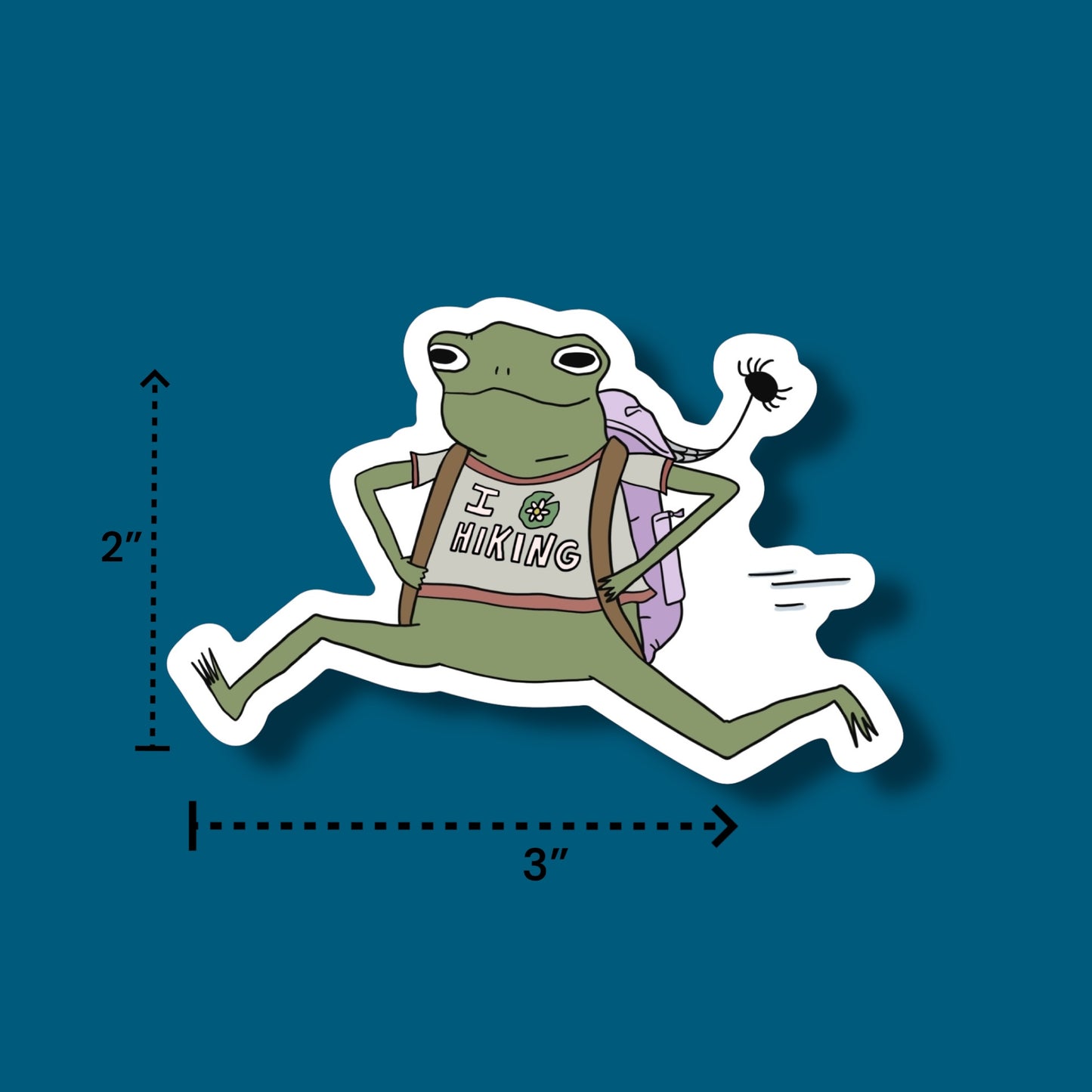 I Heart Hiking Frog Sticker