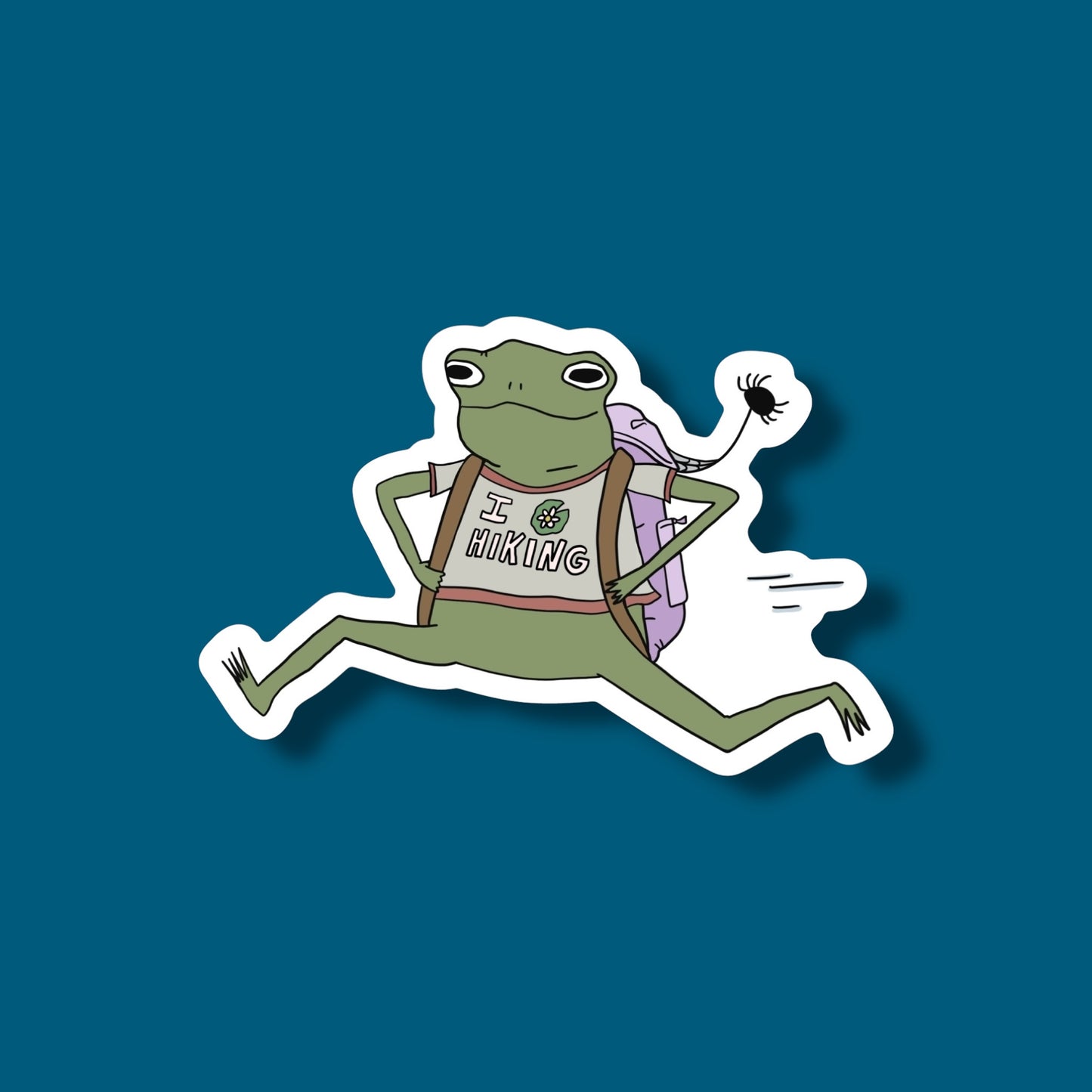 I Heart Hiking Frog Sticker