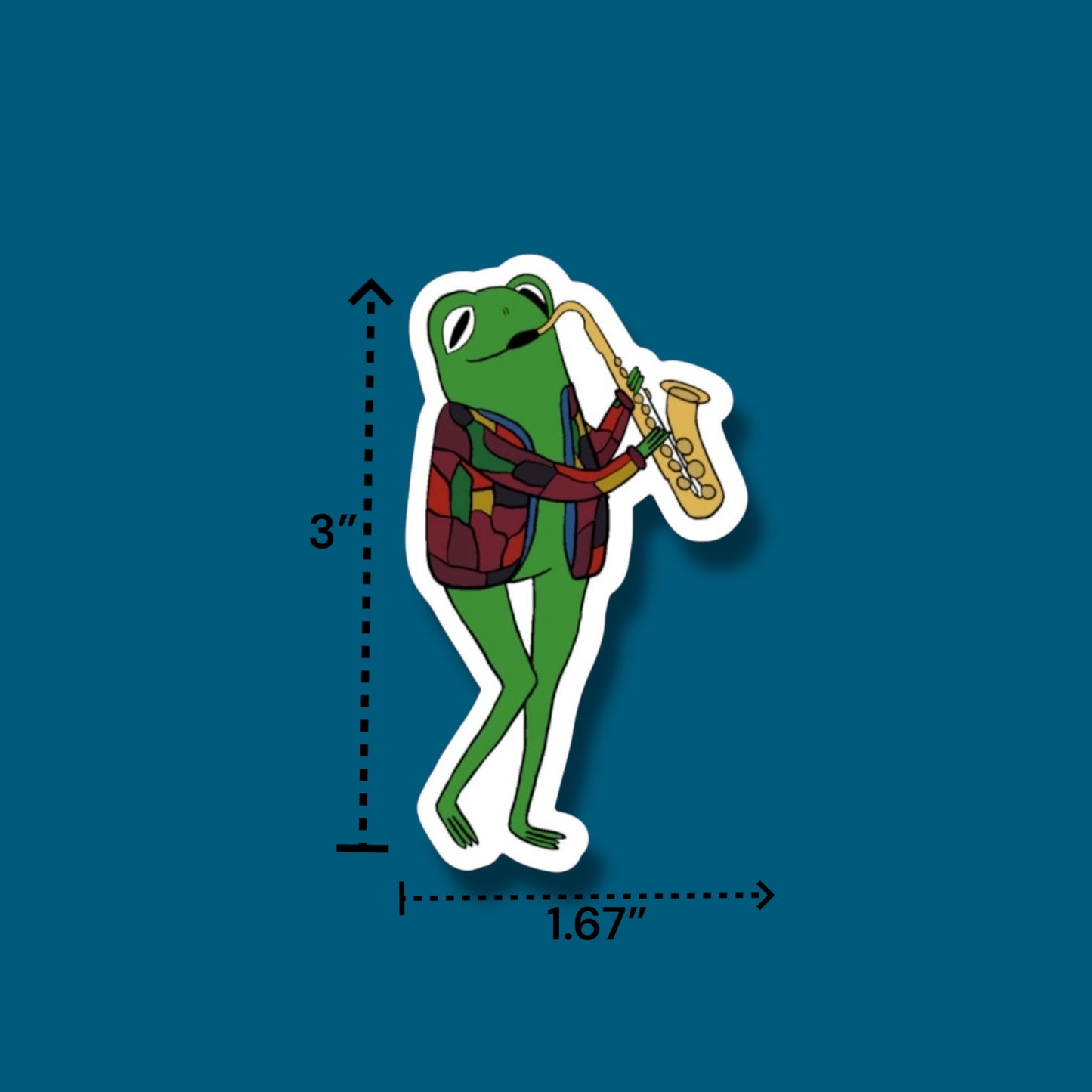Frog Playin’ Sax Sticker