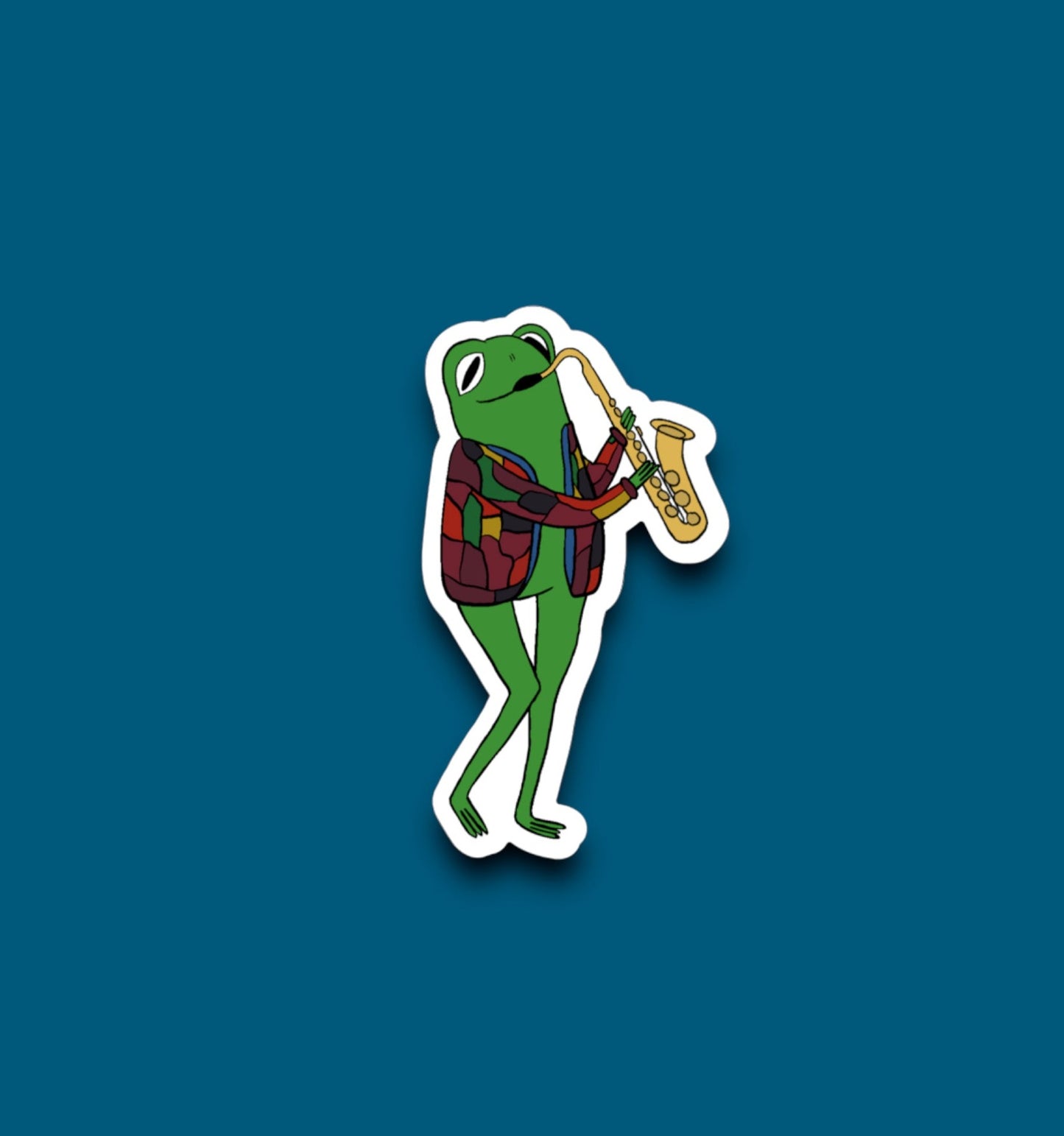 Frog Playin’ Sax Sticker