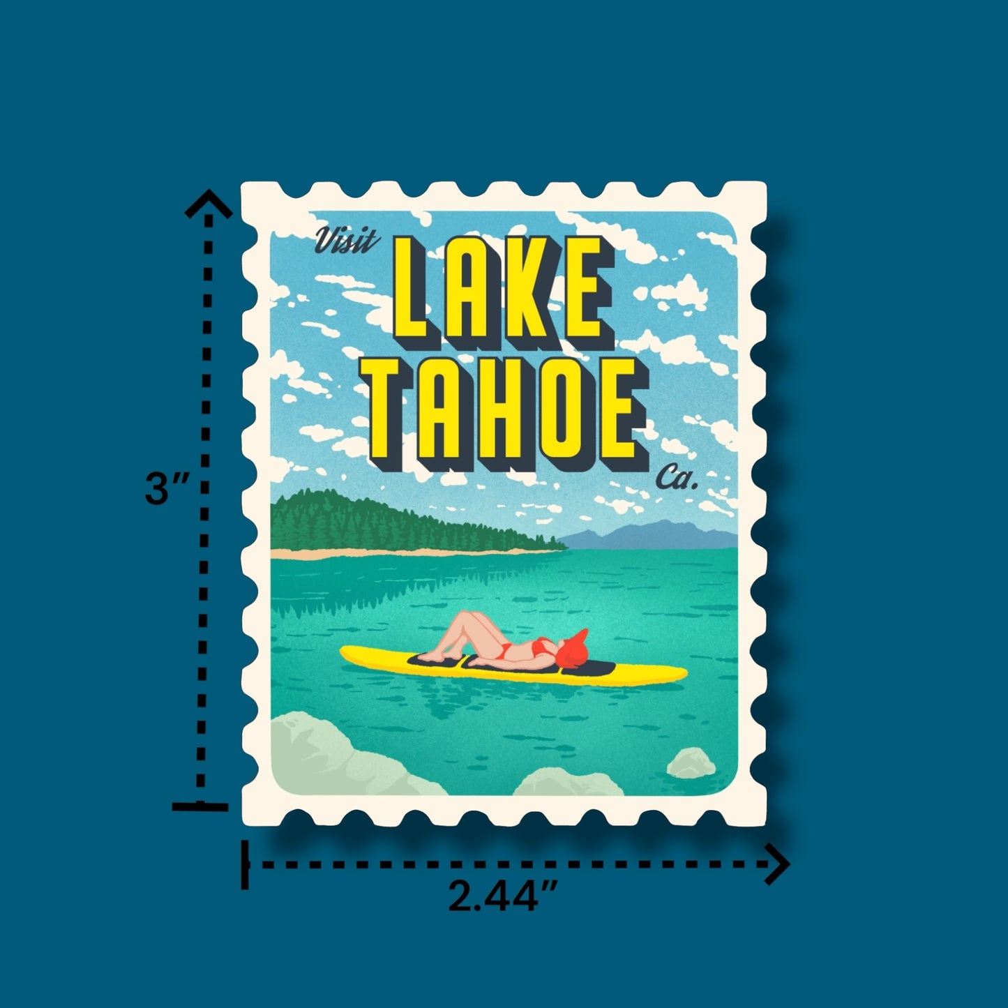 Lake Tahoe Retro Stamp Sticker