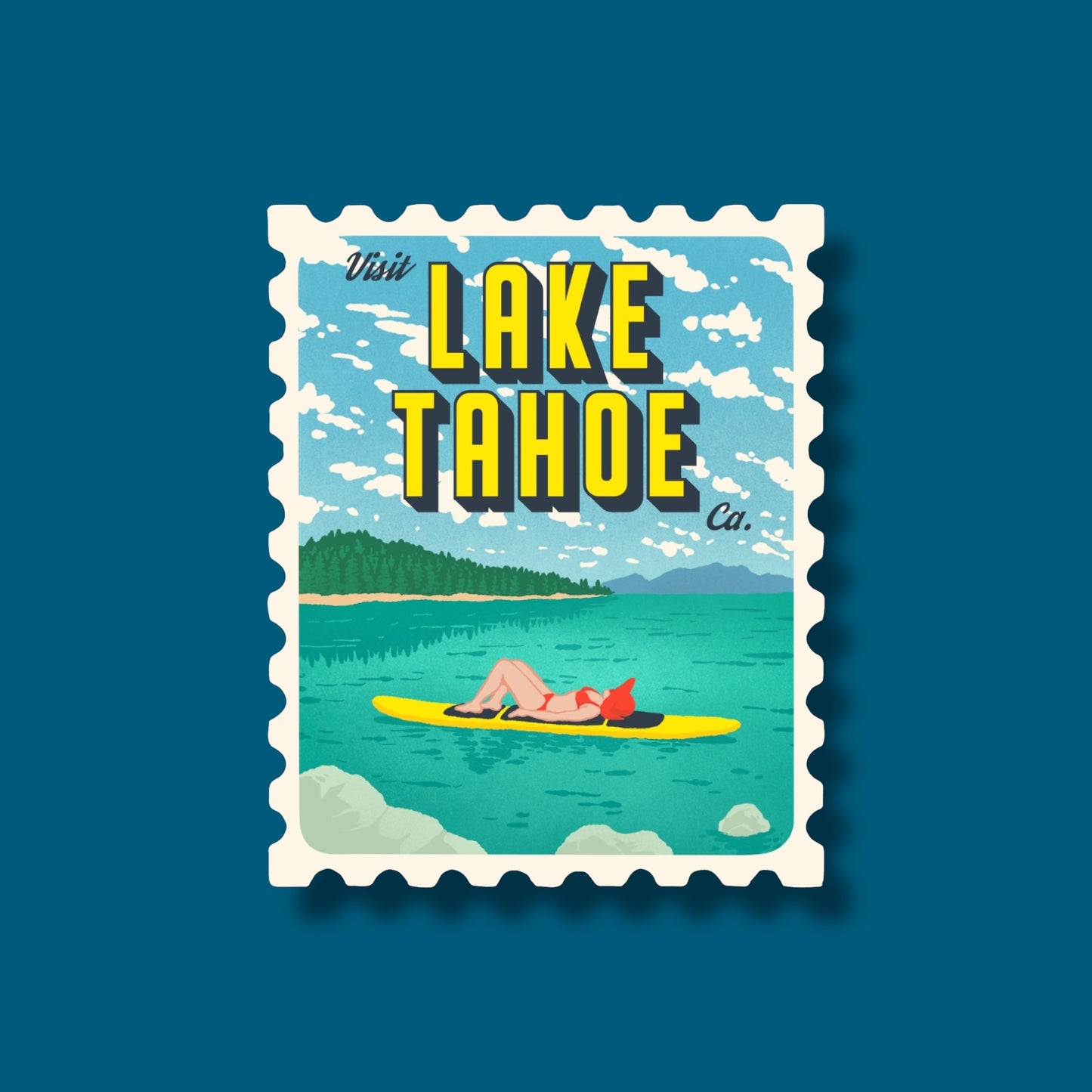 Lake Tahoe Retro Stamp Sticker