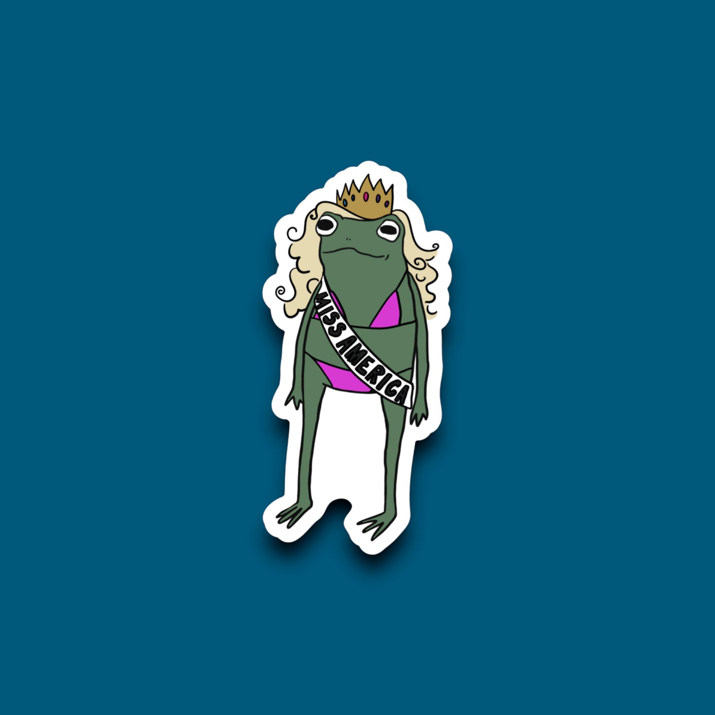 Miss America Frog Sticker