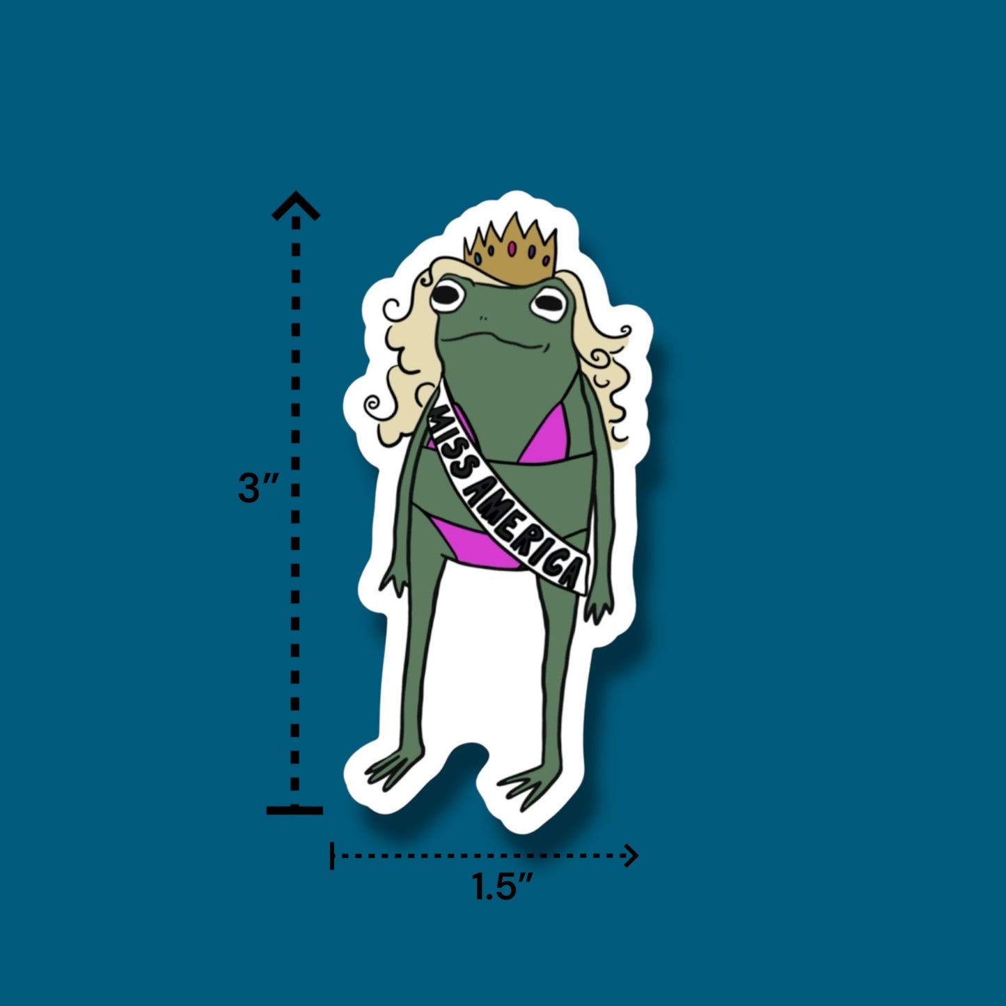 Miss America Frog Sticker