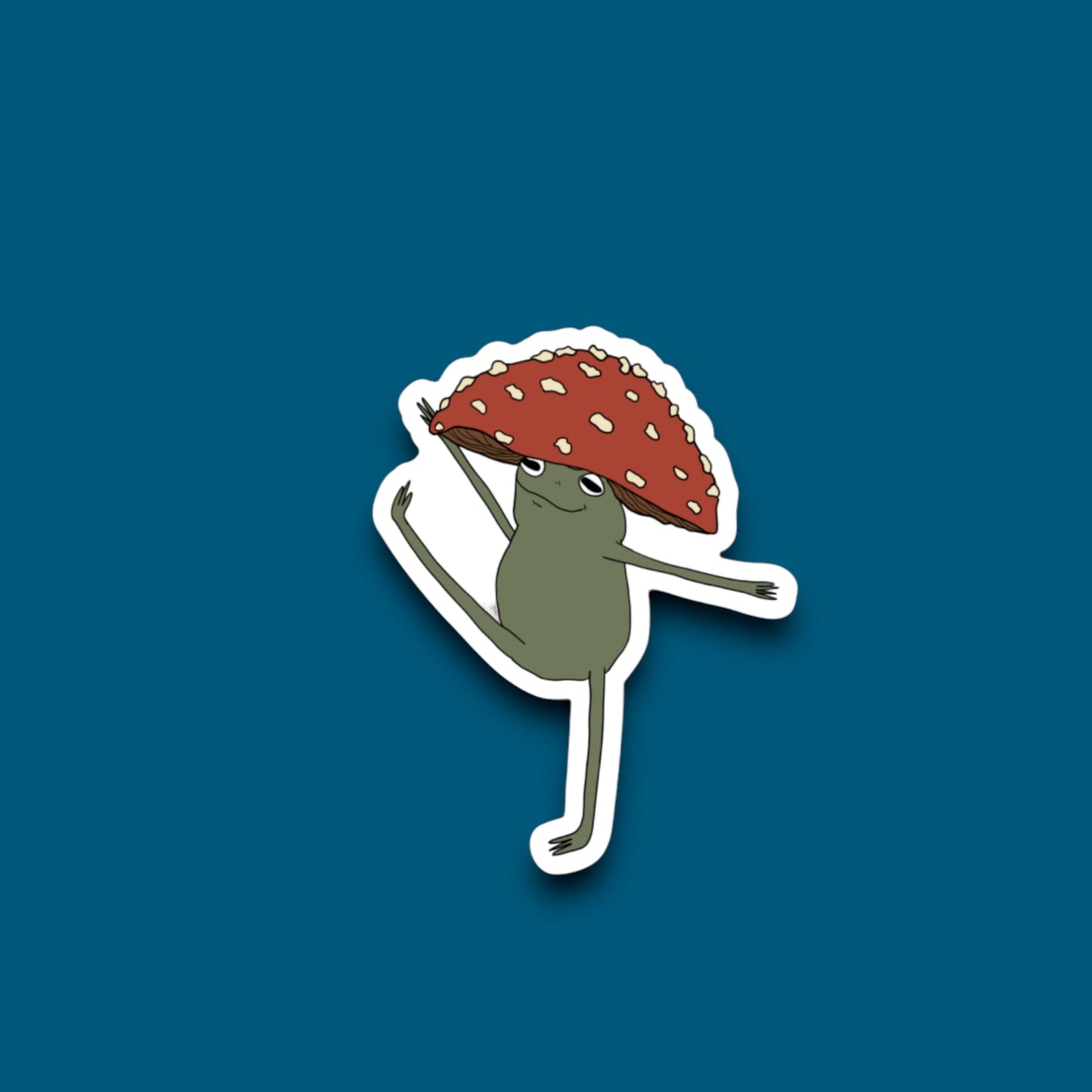 Dancing Frog With Mushroom Hat Sticker