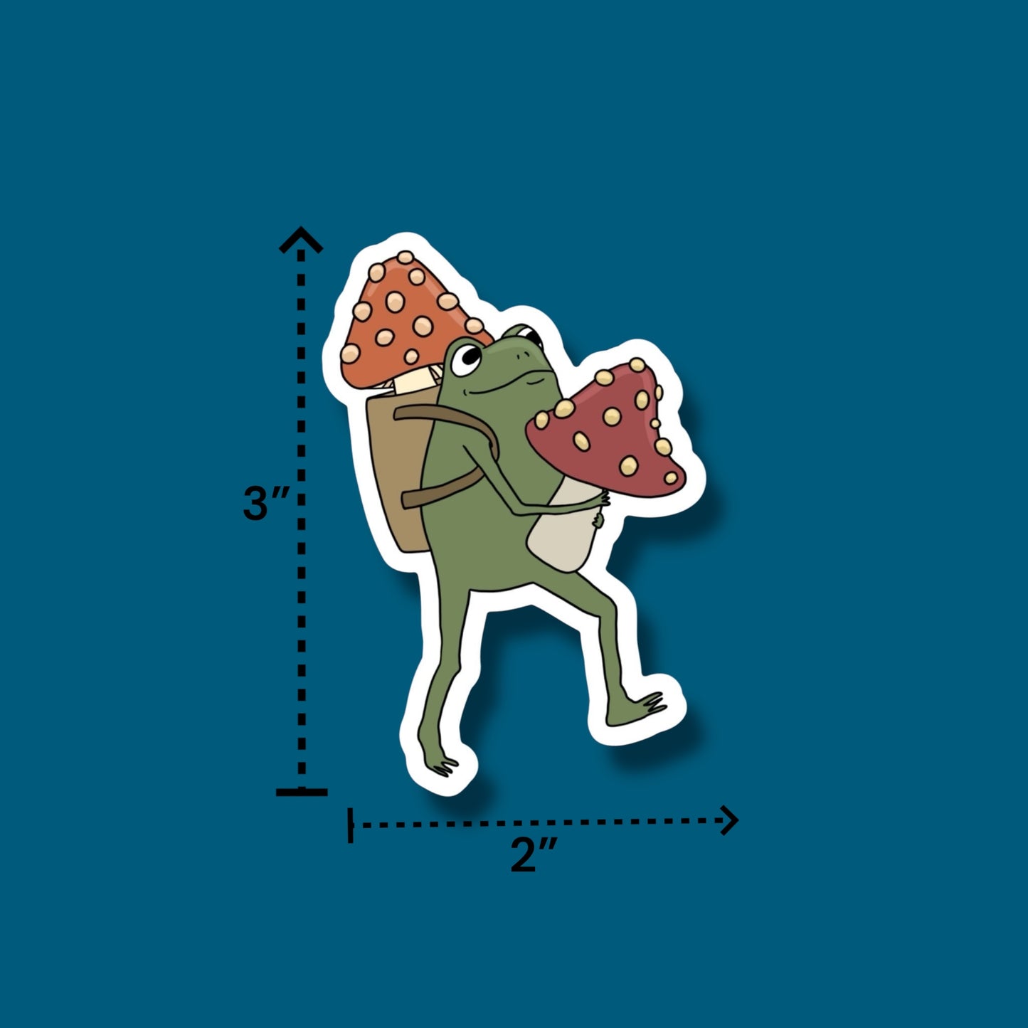 Frog Hunting For Mushrooms Sticker