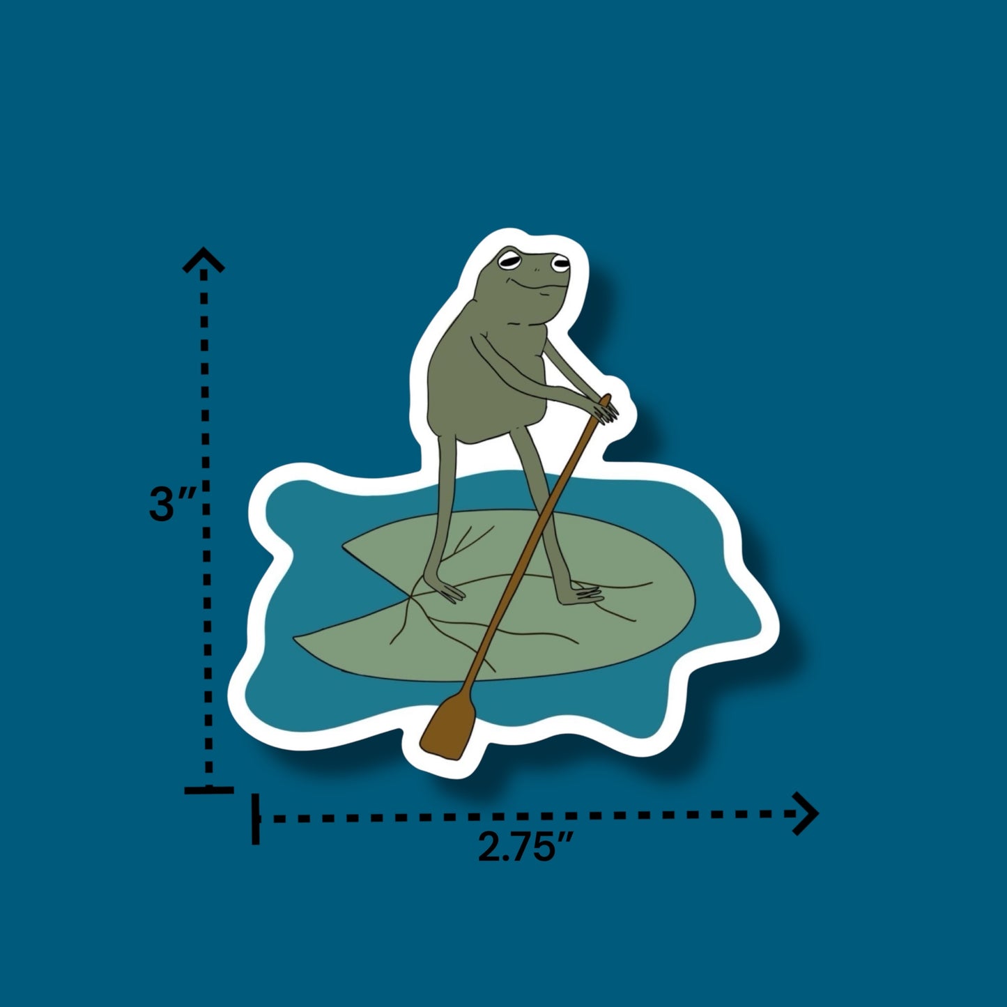 Frog Paddleboarding On a Lilly Pad Sticker