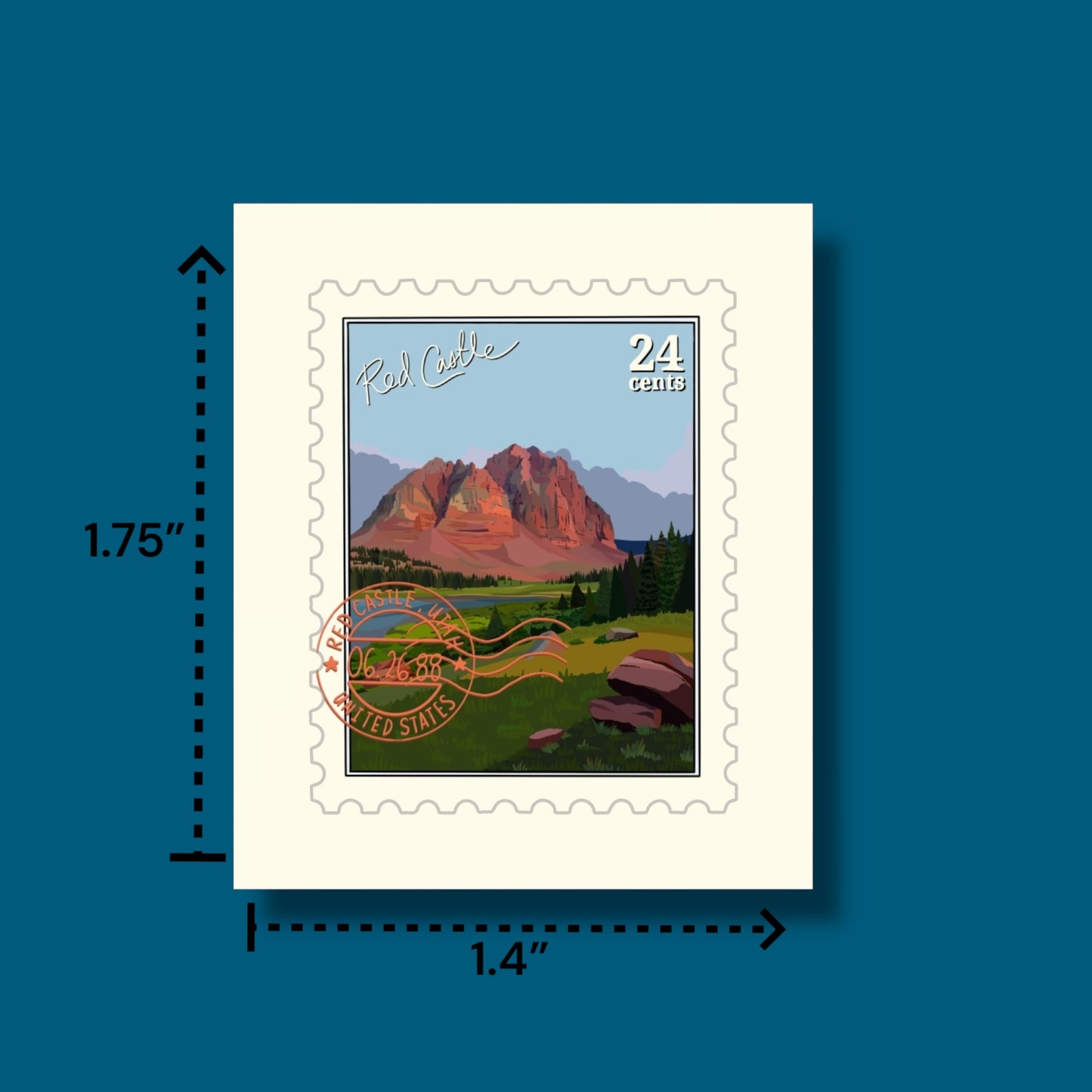 Red Castle Stamp Sticker