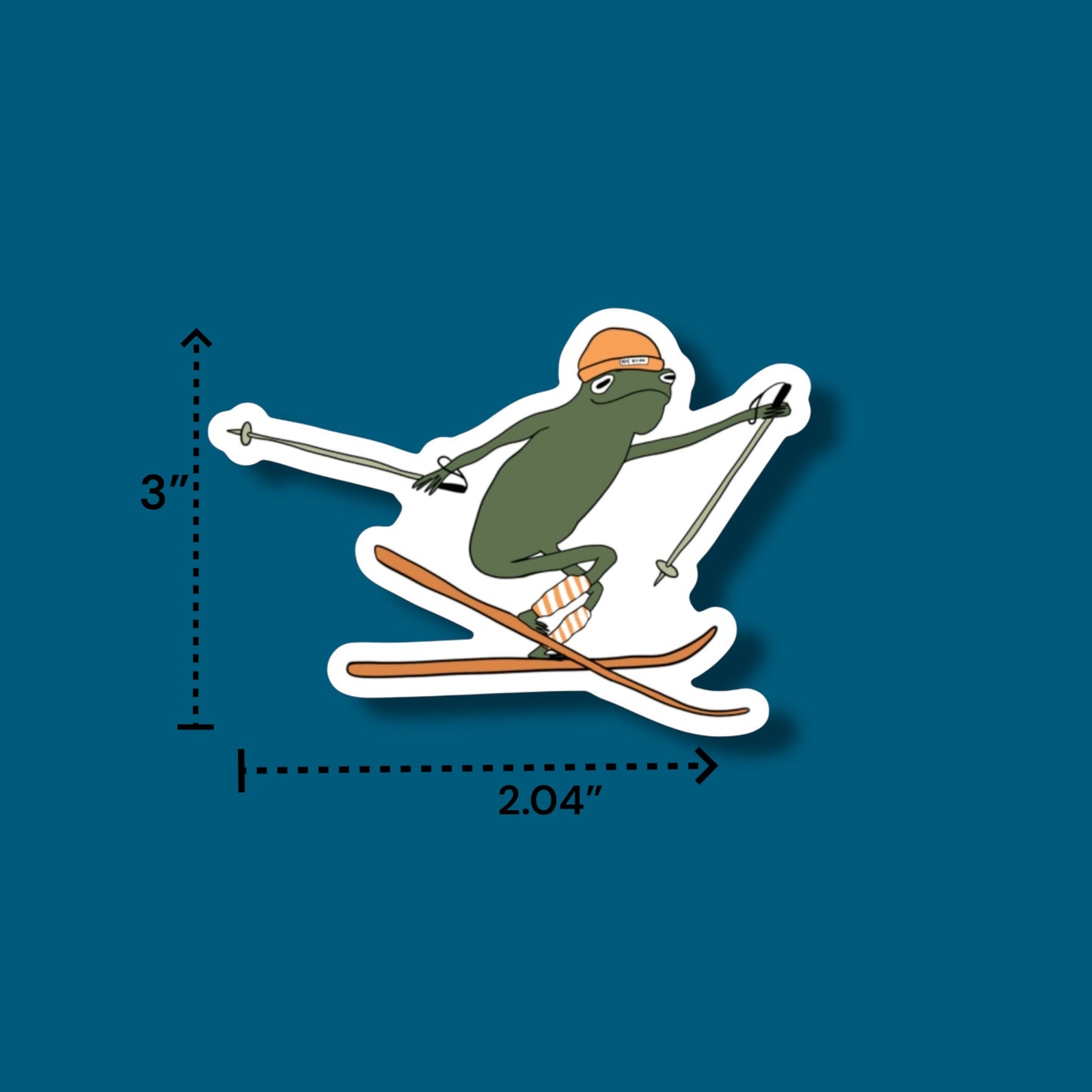 Skier Frog Sticker