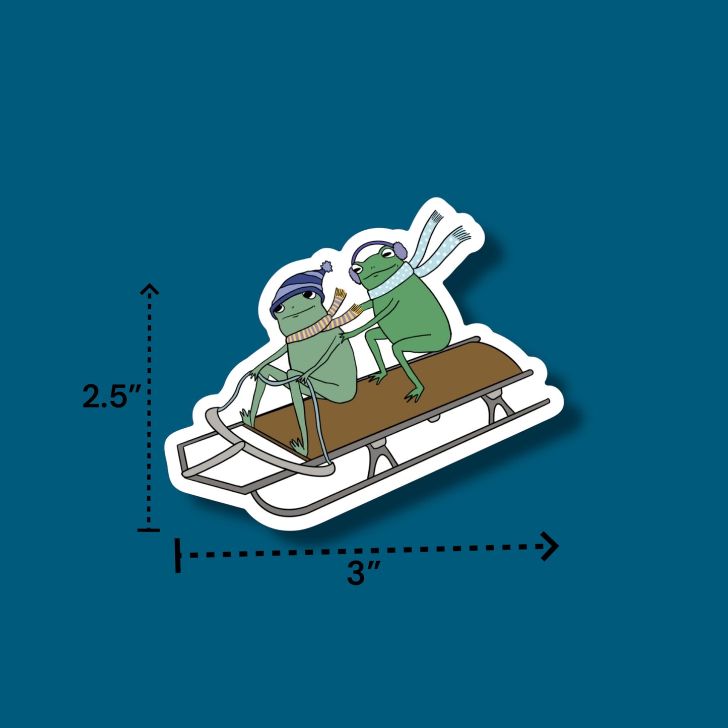 Sledding Frogs Sticker