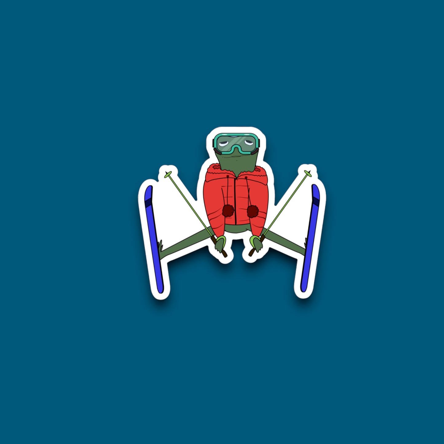 Spread Eagle Skier Frog Sticker