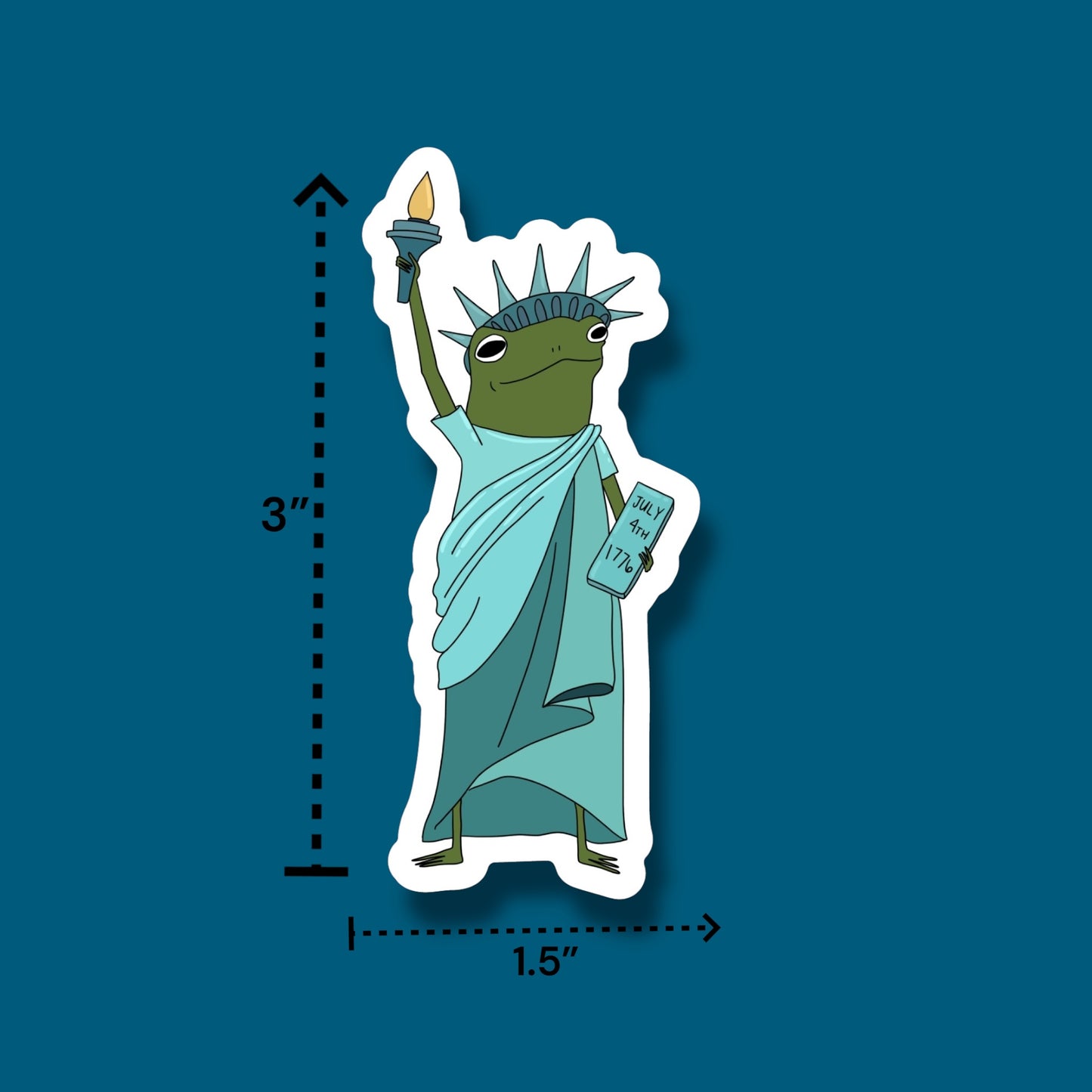 Satue Of Liberty Frog Sticker (Pack of 12)