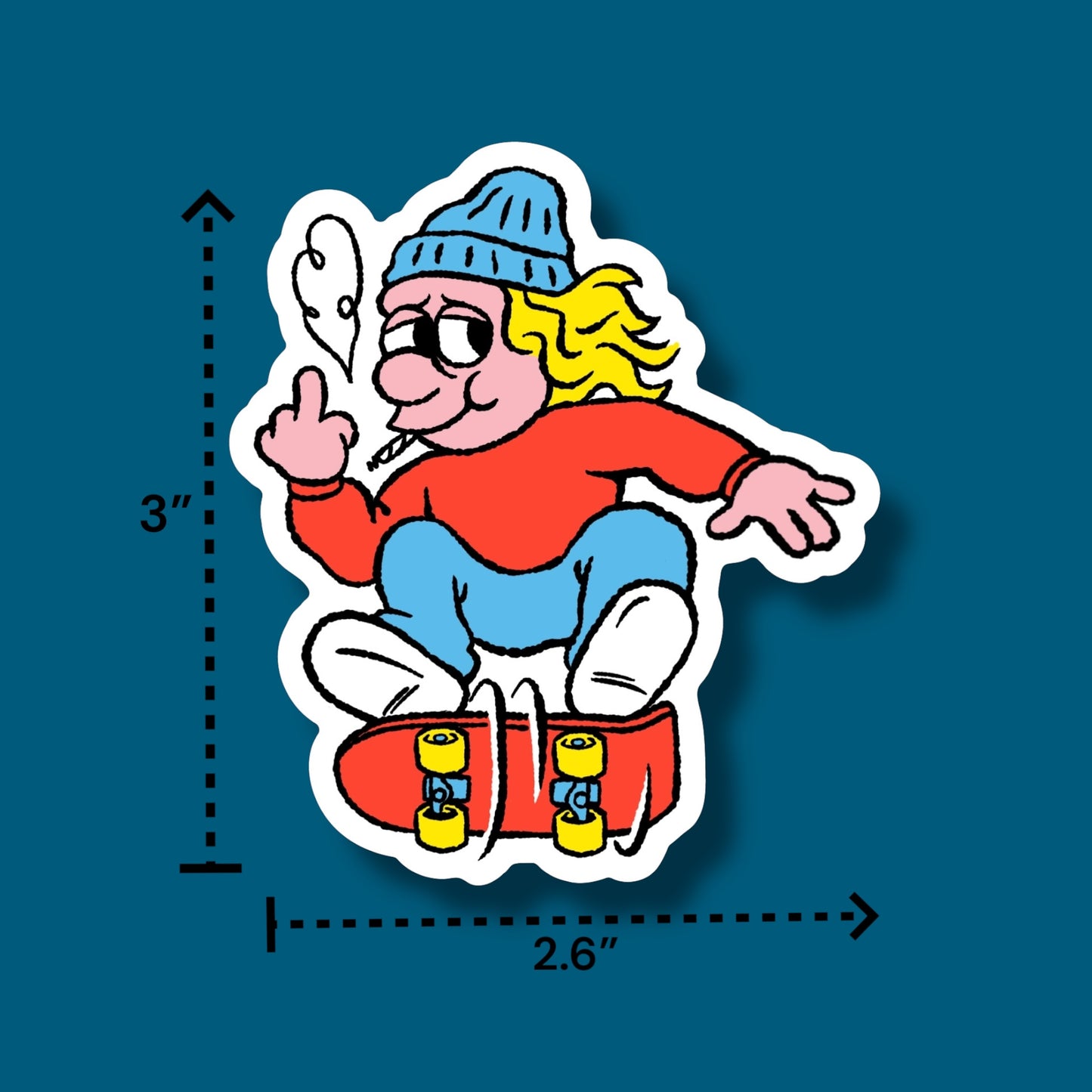 Skateboarding Bum Sticker (Pack of 12)