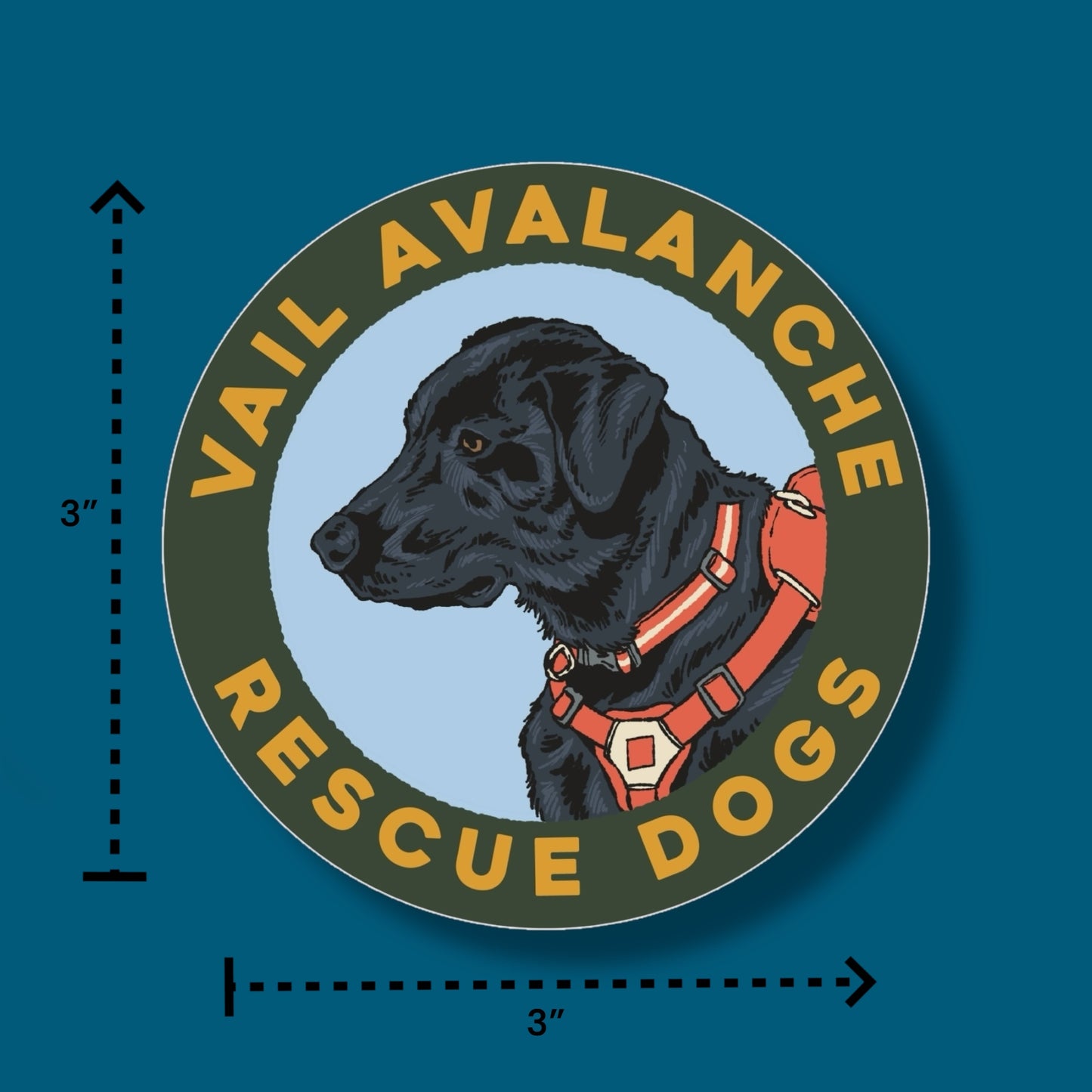 Vail Avalanche Rescue Dogs Circle Sticker (Pack of 12)
