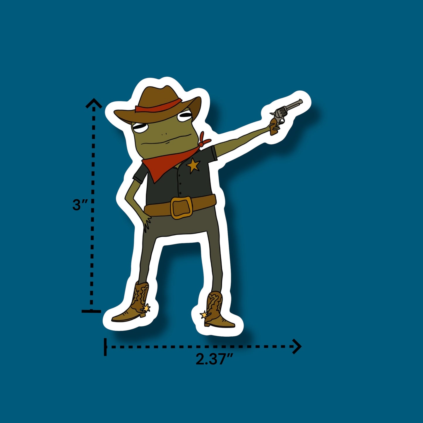 Western Sheriff Frog Sticker