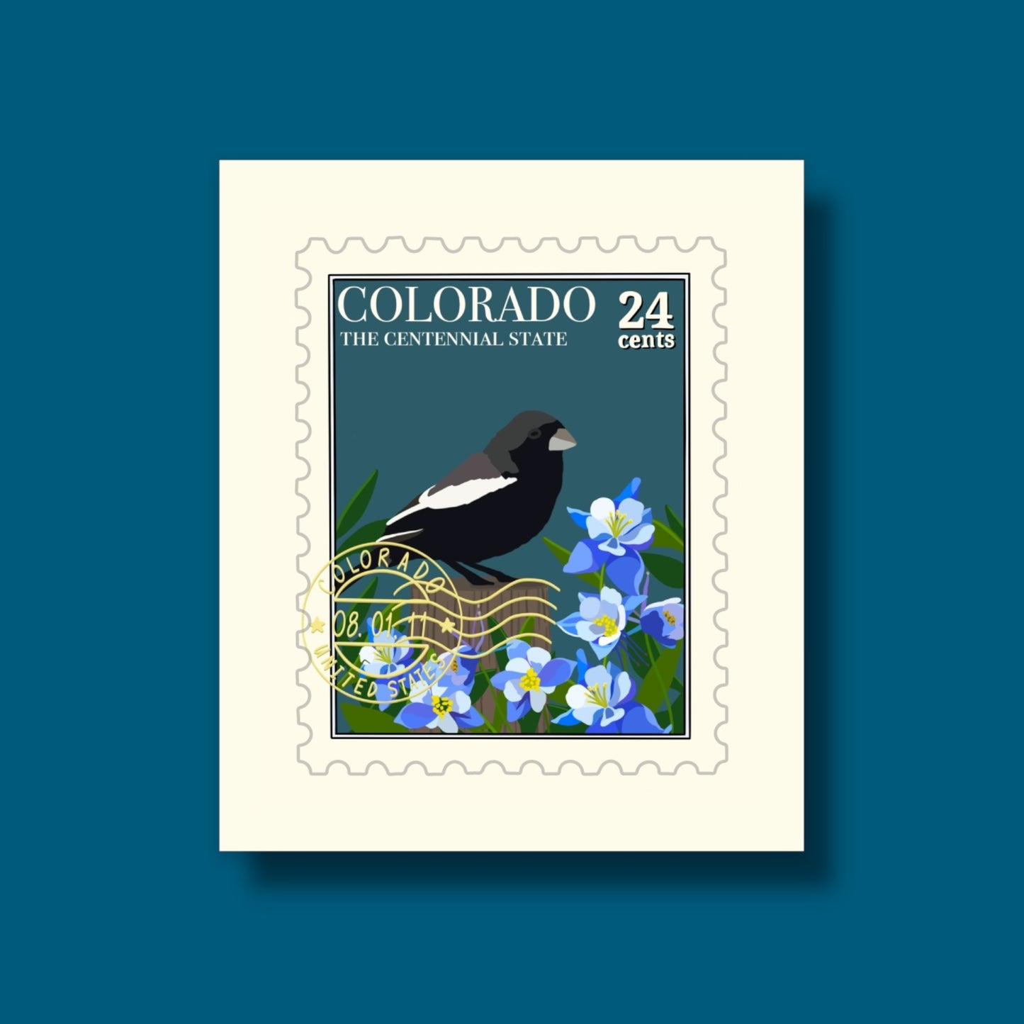 Colorado State Bird Stamp Sticker