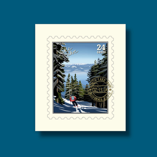 Lake Tahoe Skier Stamp Sticker