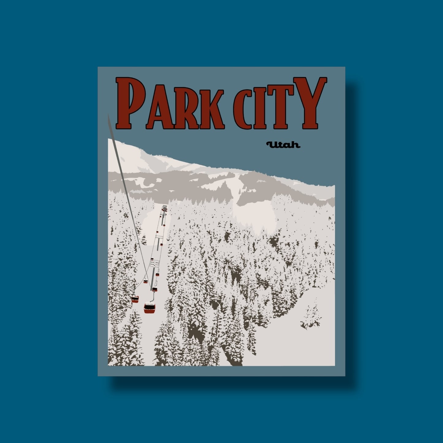 Park City Winter Ski Lift Poster Sticker