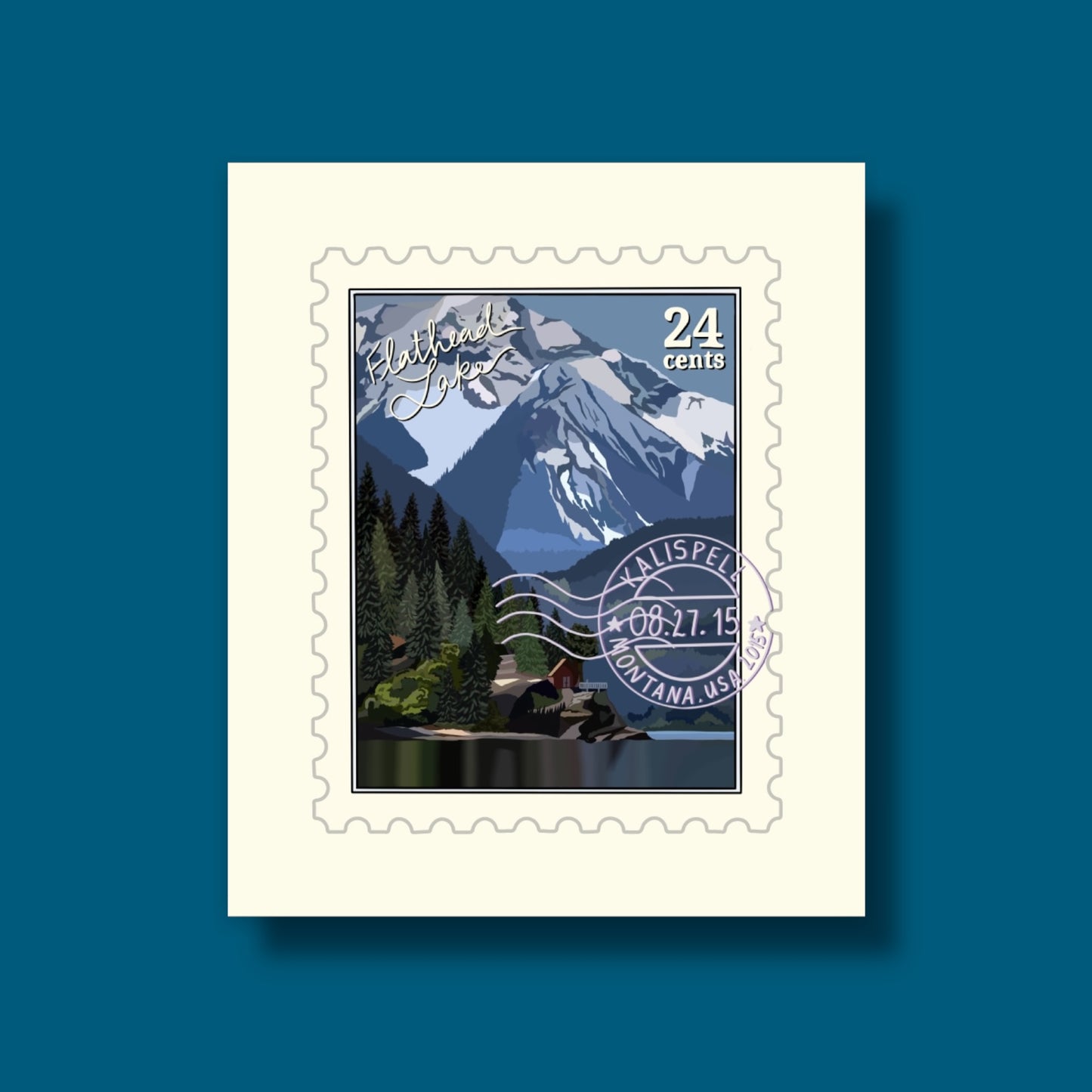 Flathead Lake Montana Stamp Sticker