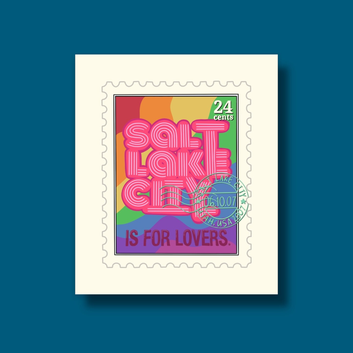 Salt Lake City Is For Lovers Stamp Sticker (Pride Ed.)