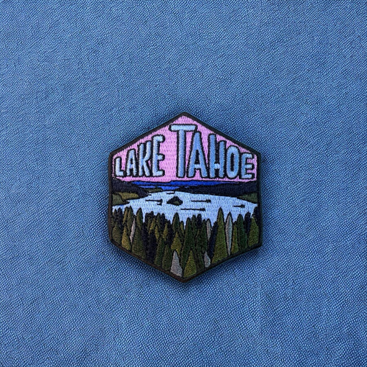 Lake Tahoe, California Purple Sky- Hexagon Embroidered Patch