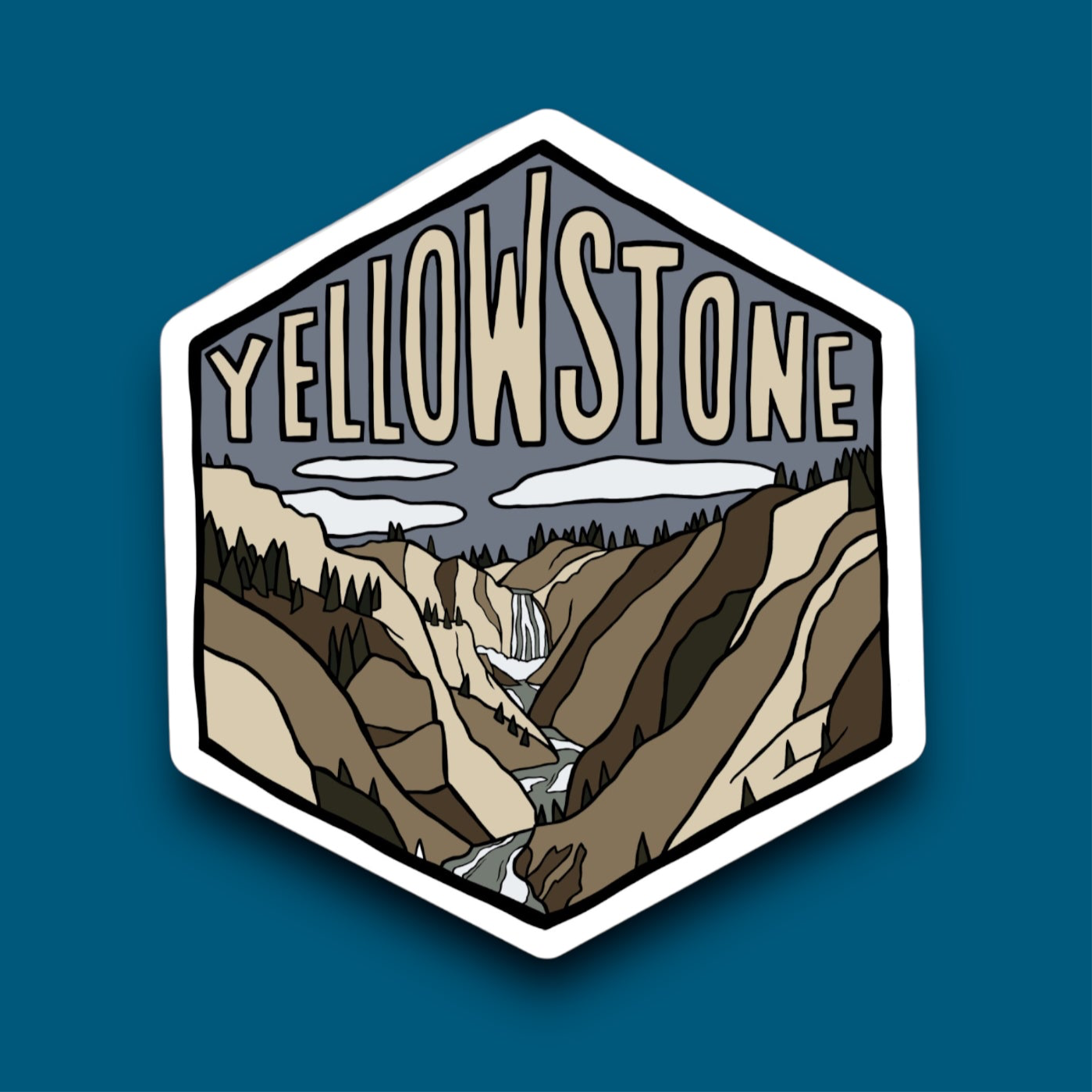 Yellowstone National Park- Hexagon Sticker