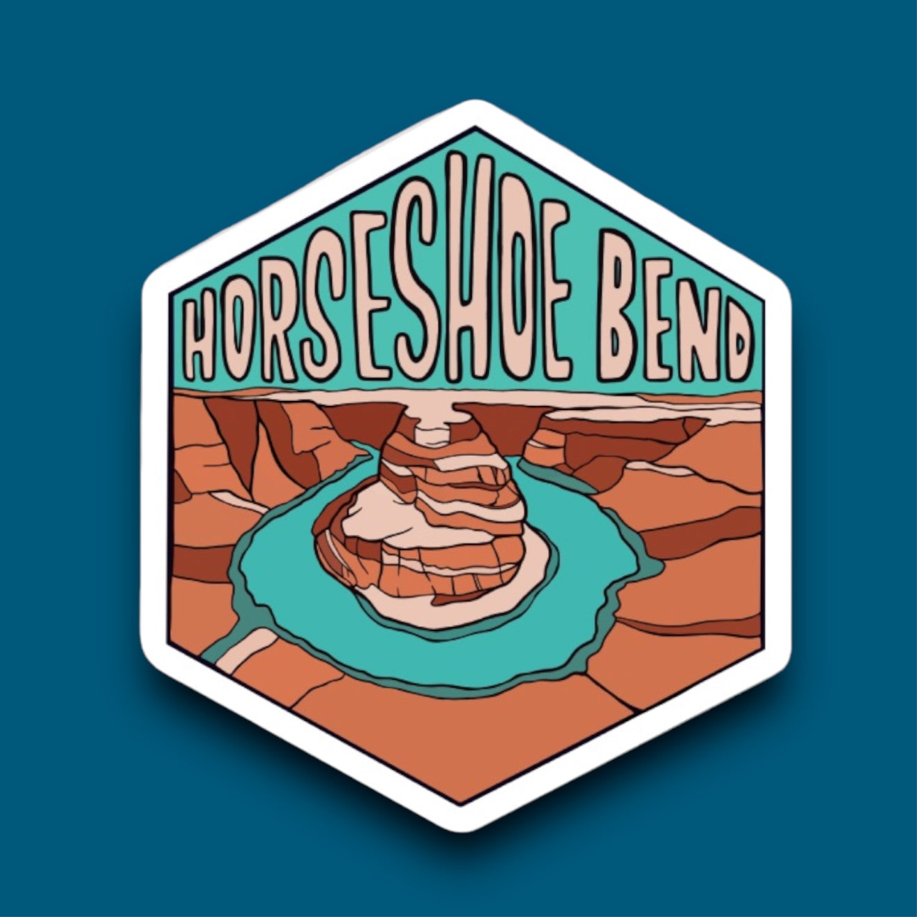 Horseshoe Bend, Arizona - Hexagon Sticker