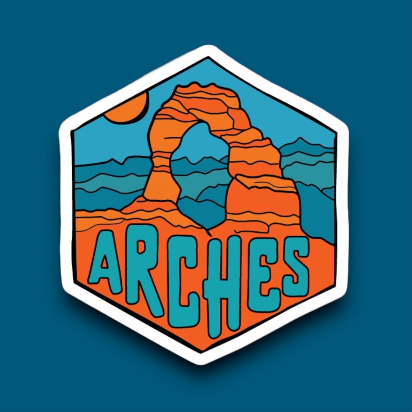 Arches Utah Blue Sky- Hexagon Sticker