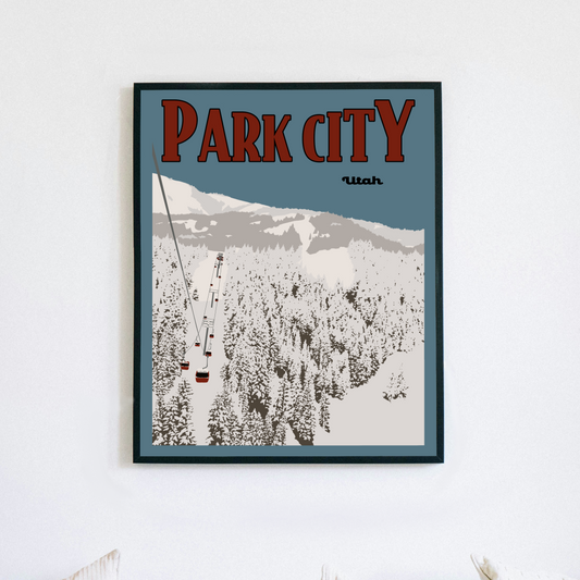 Park City Winter Ski Lift Poster Print