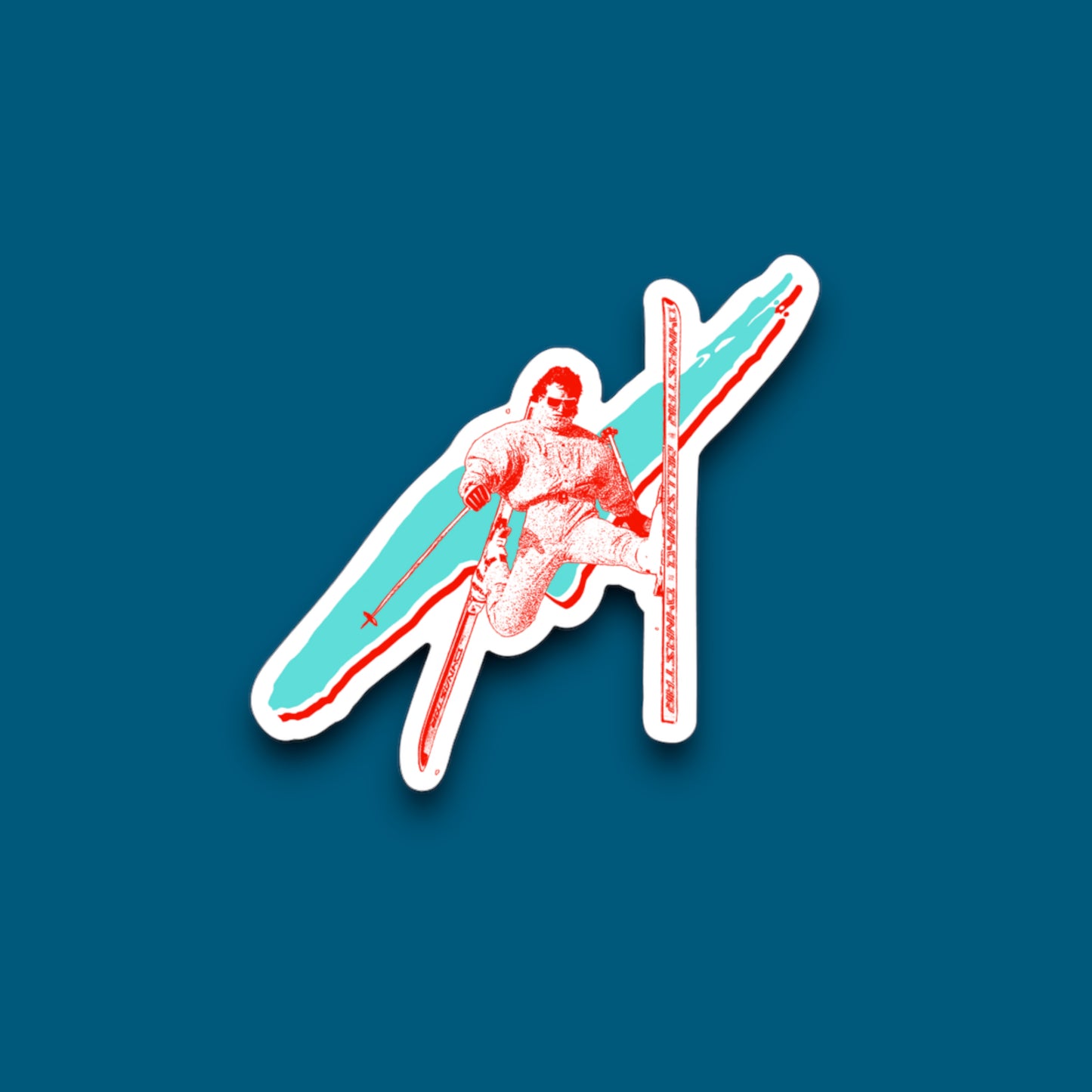 Acro Skier Red Vinyl Sticker