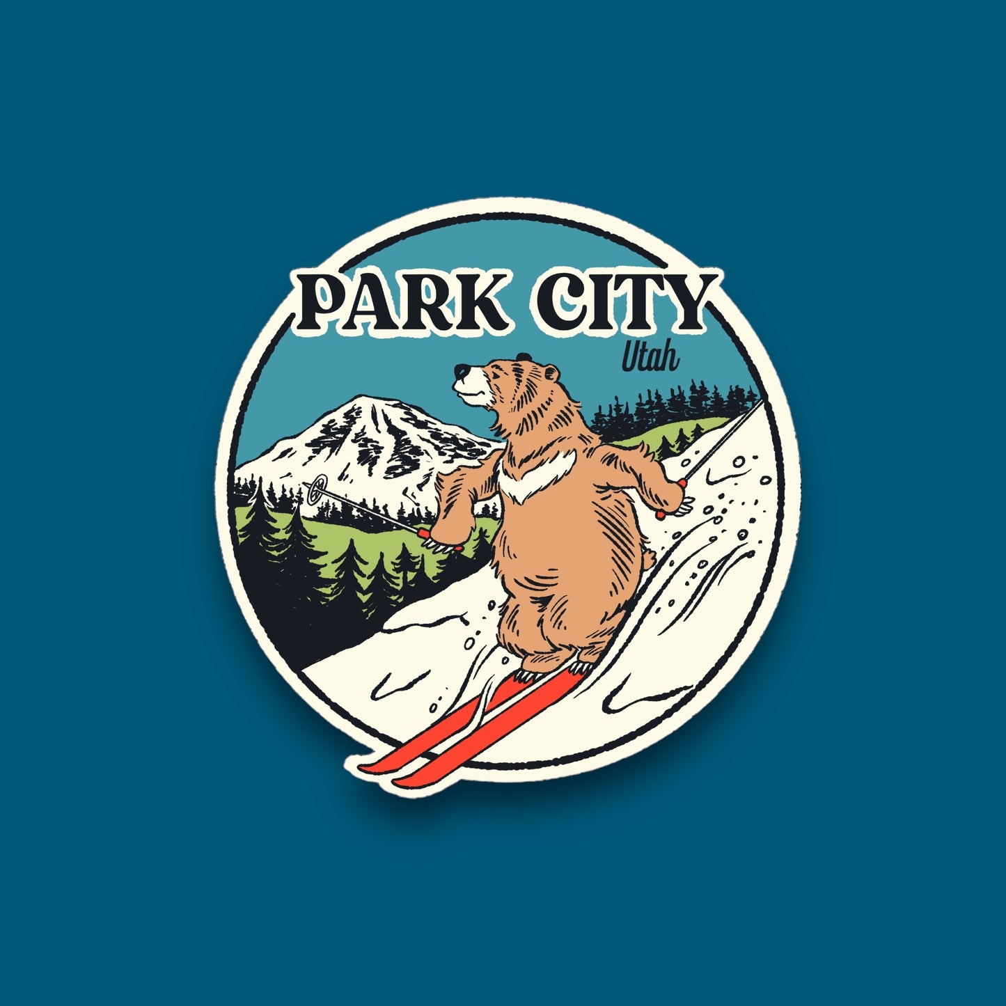 Park City Bear Skiing Sticker