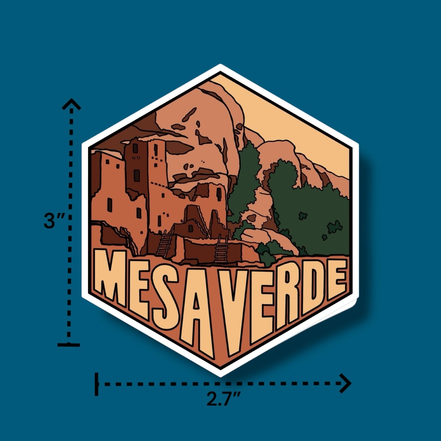 Mesa Verde, Colorado- Hexagon Sticker