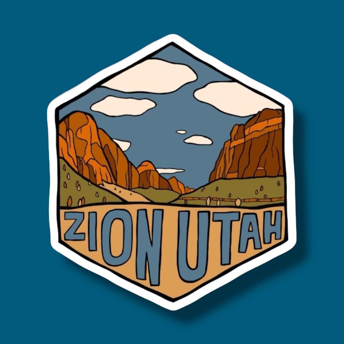 Zion National Park Utah - Hexagon Sticker